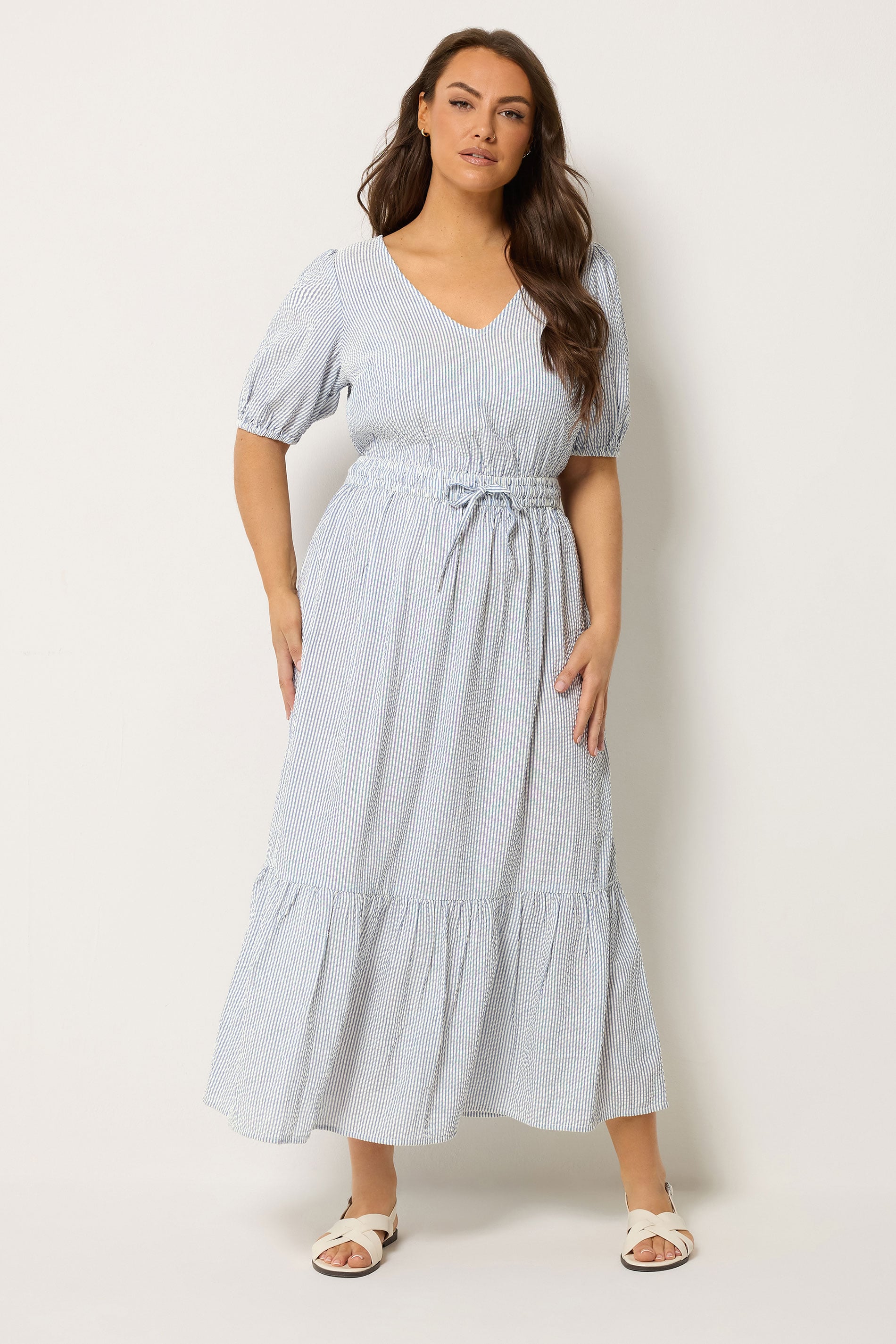 YOURS Plus Size Blue Stripe Maxi Dress | Yours Clothing 3