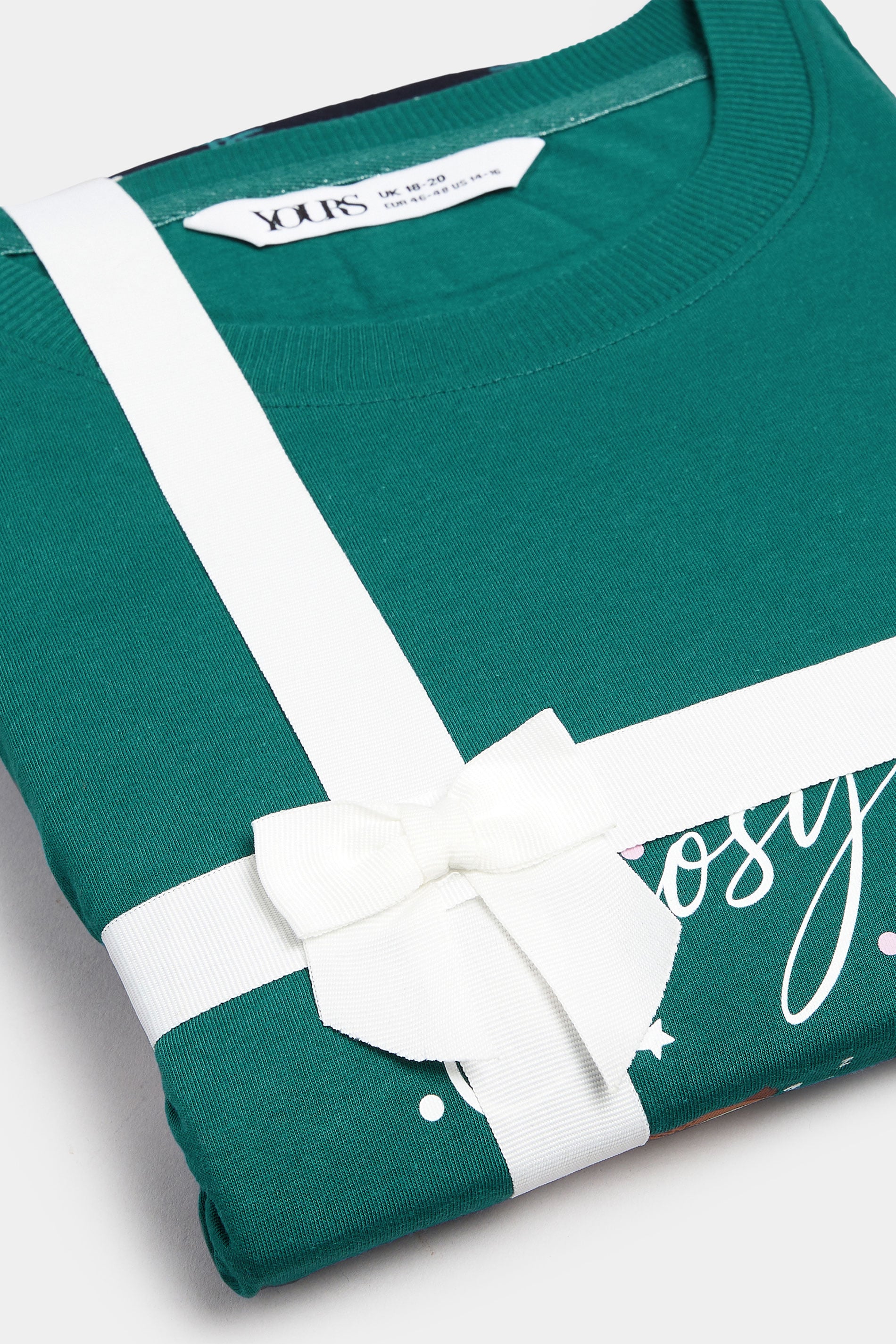 YOURS Plus Size Set Green 'Cosy Sleep Club' Woodland Pyjama Gift | Yours Clothing 7