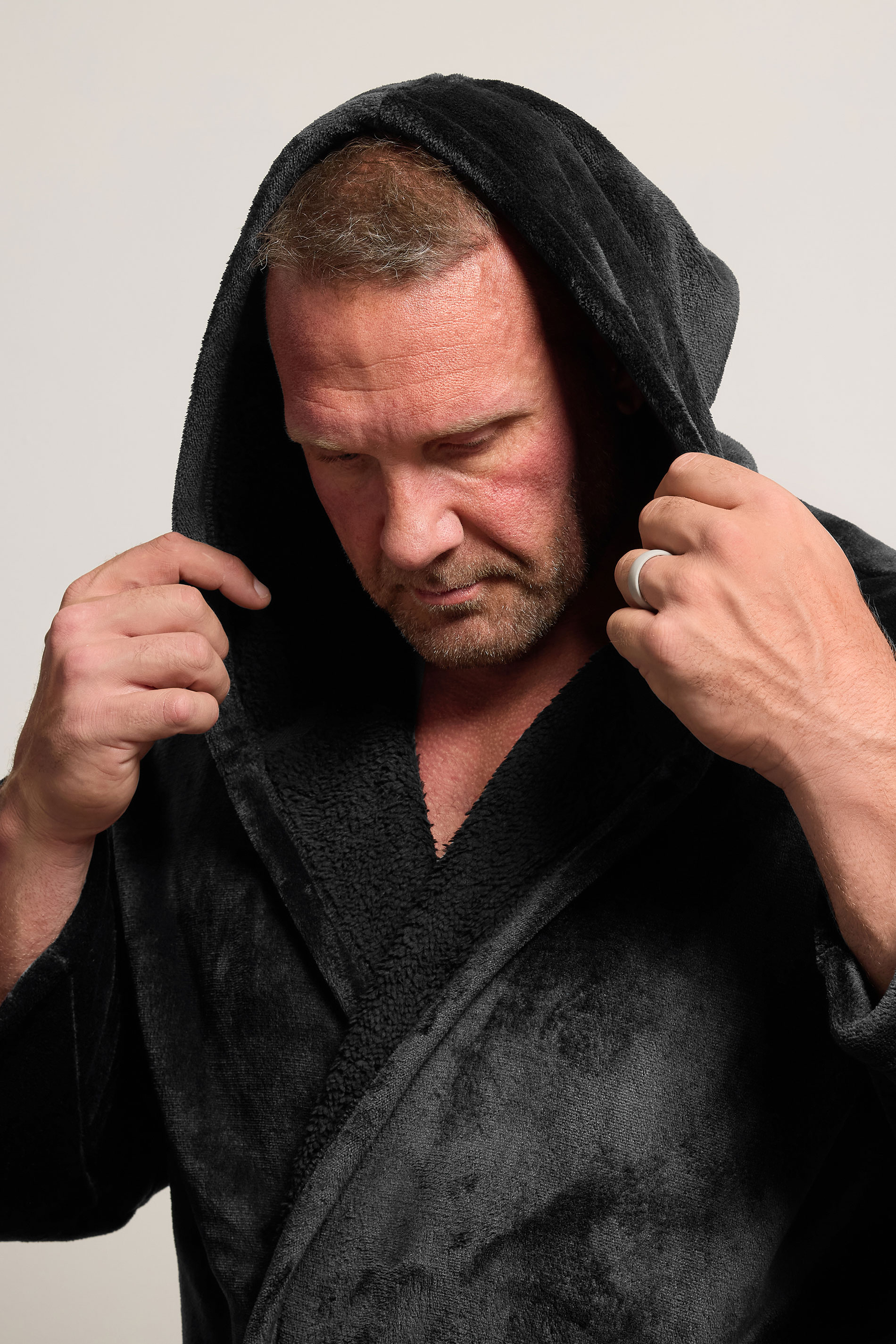 BadRhino Big & Tall Black Soft Fleece Dressing Gown | BadRhino 2