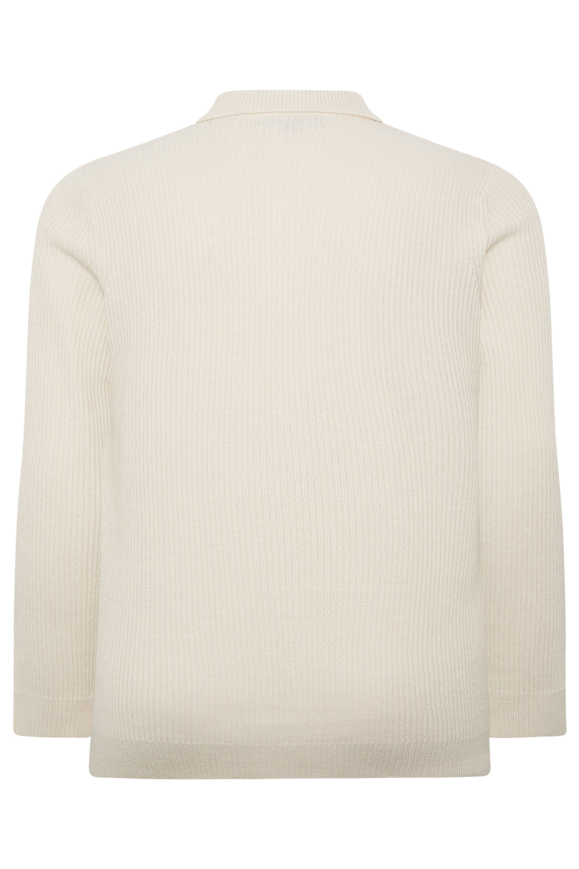 BadRhino Big & Tall Natural Brown Chunky Knit Collared Jumper | BadRhino 7