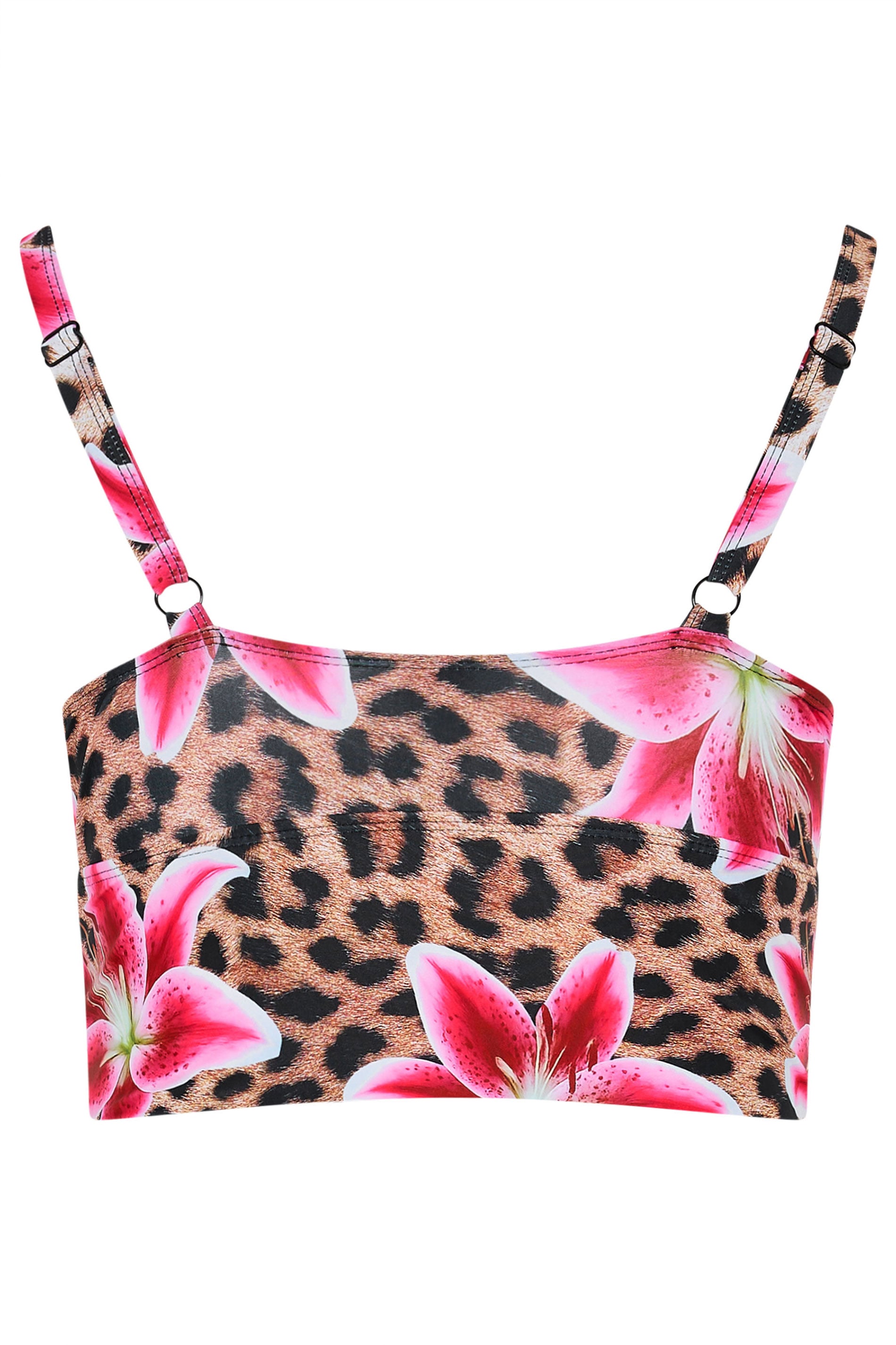 YOURS Plus Size Brown Animal Tie Bikini Top | Yours Clothing 8