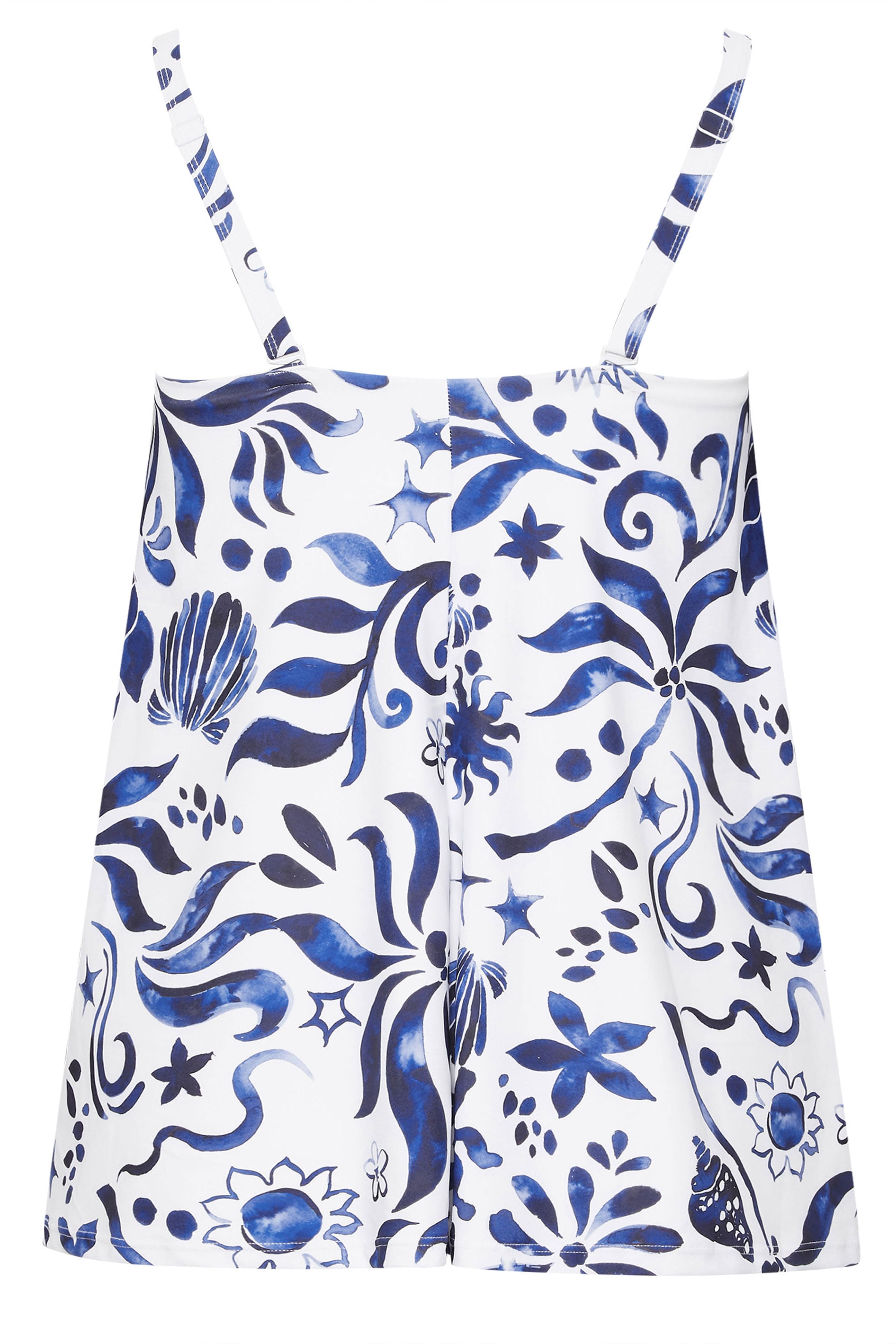 YOURS Plus Size White Abstract Floral Print Tankini Top | Yours Clothing 10