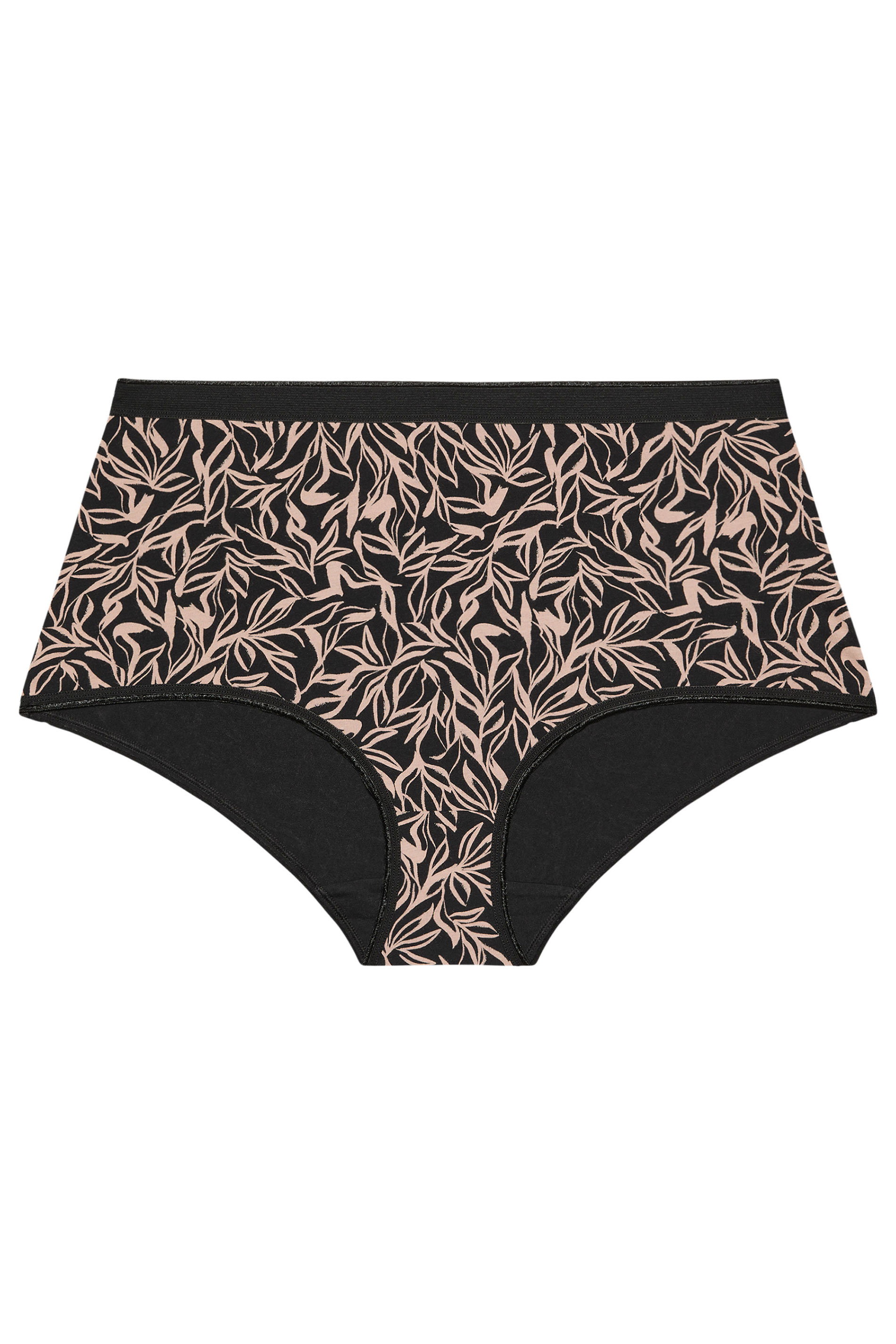 YOURSET 5 PACK Plus Size Black Leaf Print Full Briefs | Yours Clothing 7