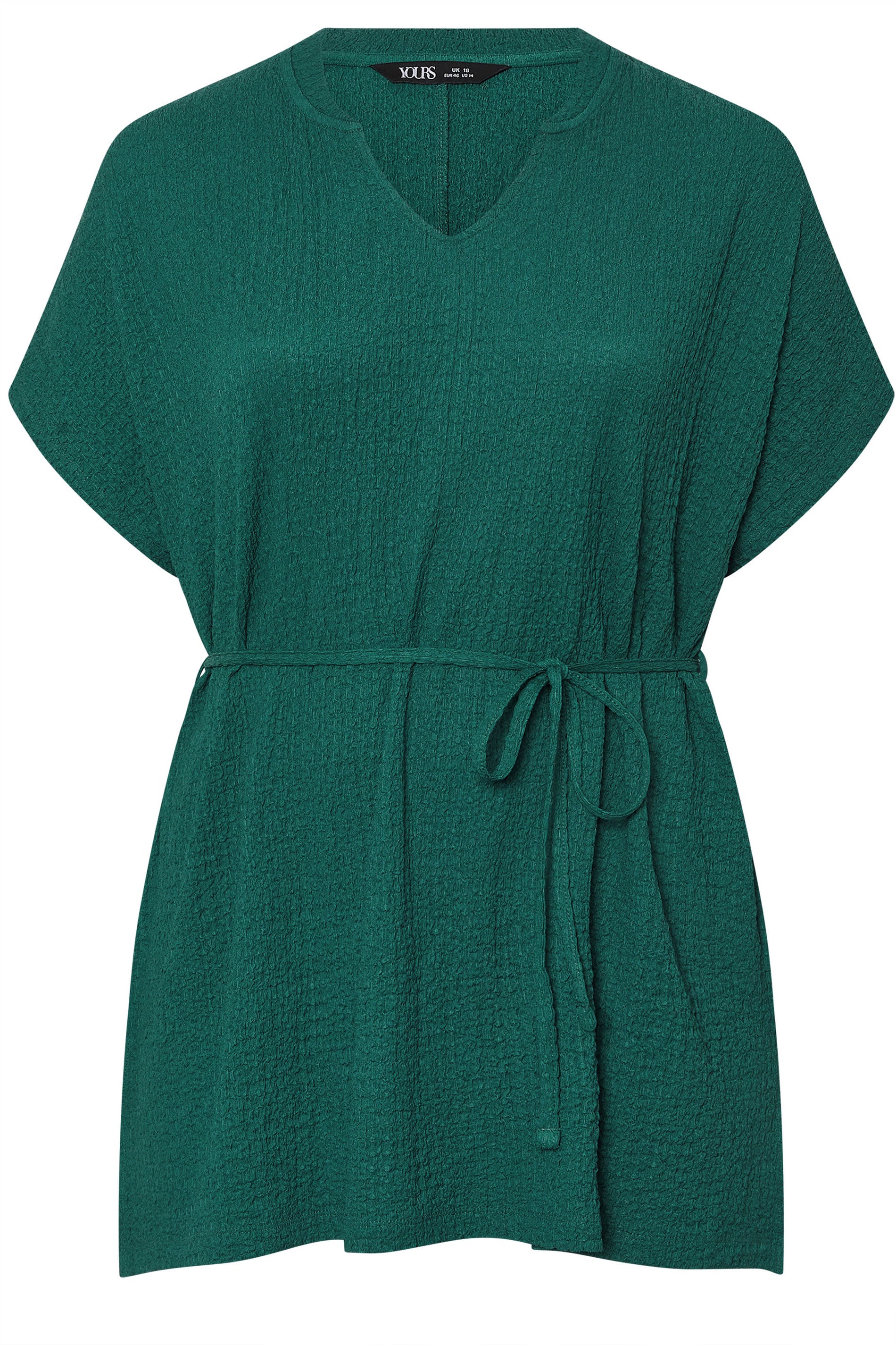 YOURS Plus Size Teal Green Belted Textured Tunic Top | Yours Clothing 5