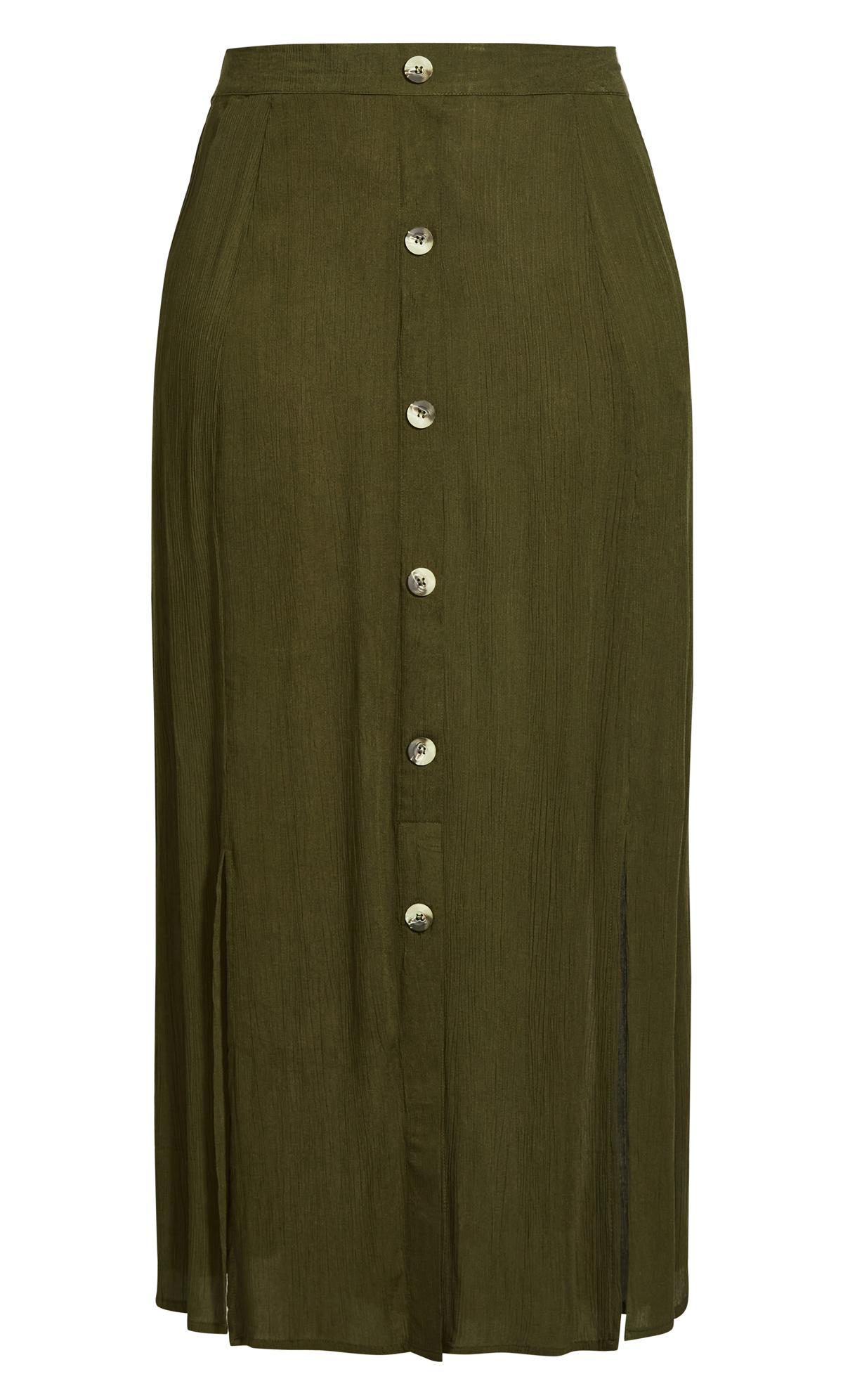 Button Through Maxi Skirt Olive 3