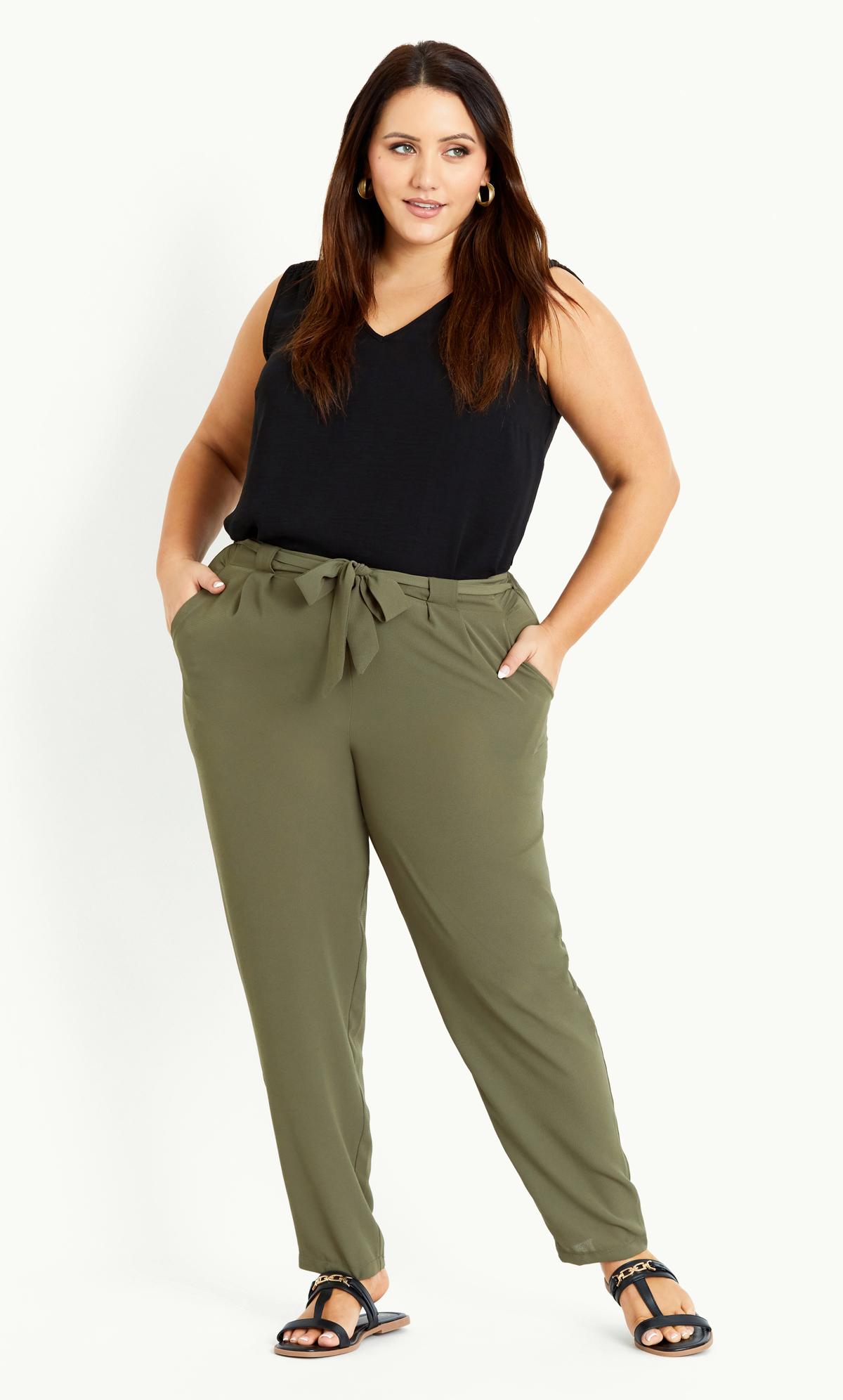 Tapered Belted Trousers Khaki 1