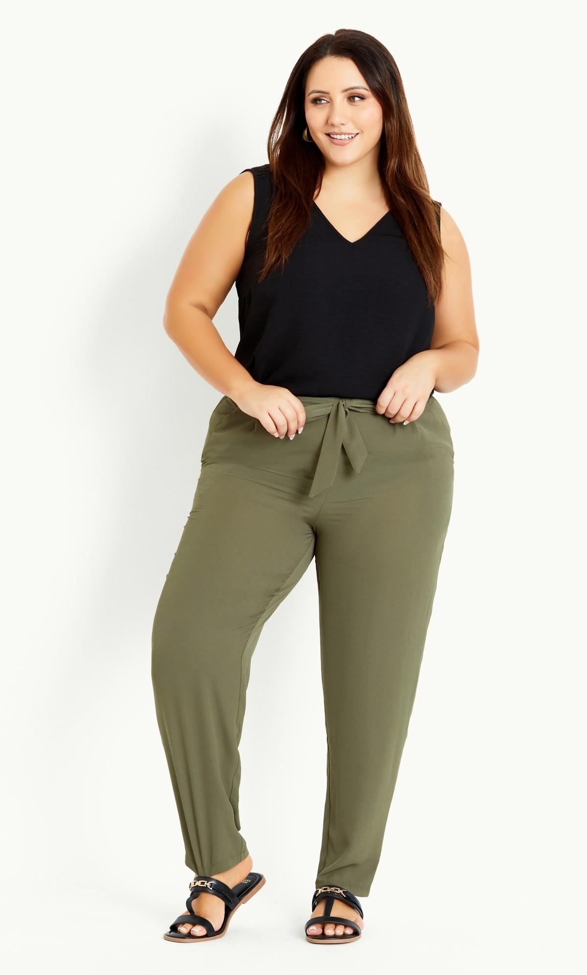 Tapered Belted Trousers Khaki 2