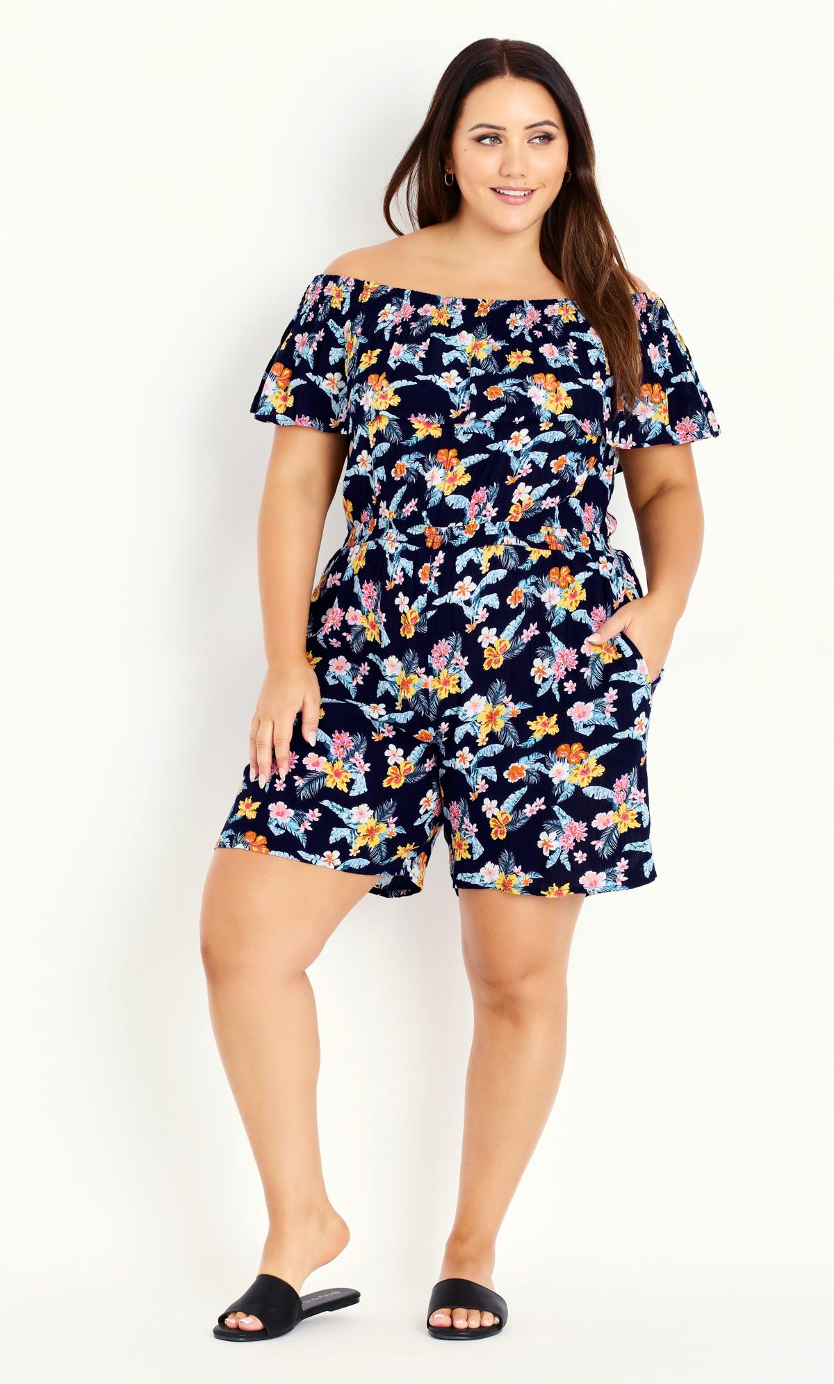 Tropical Playsuit Navy 1