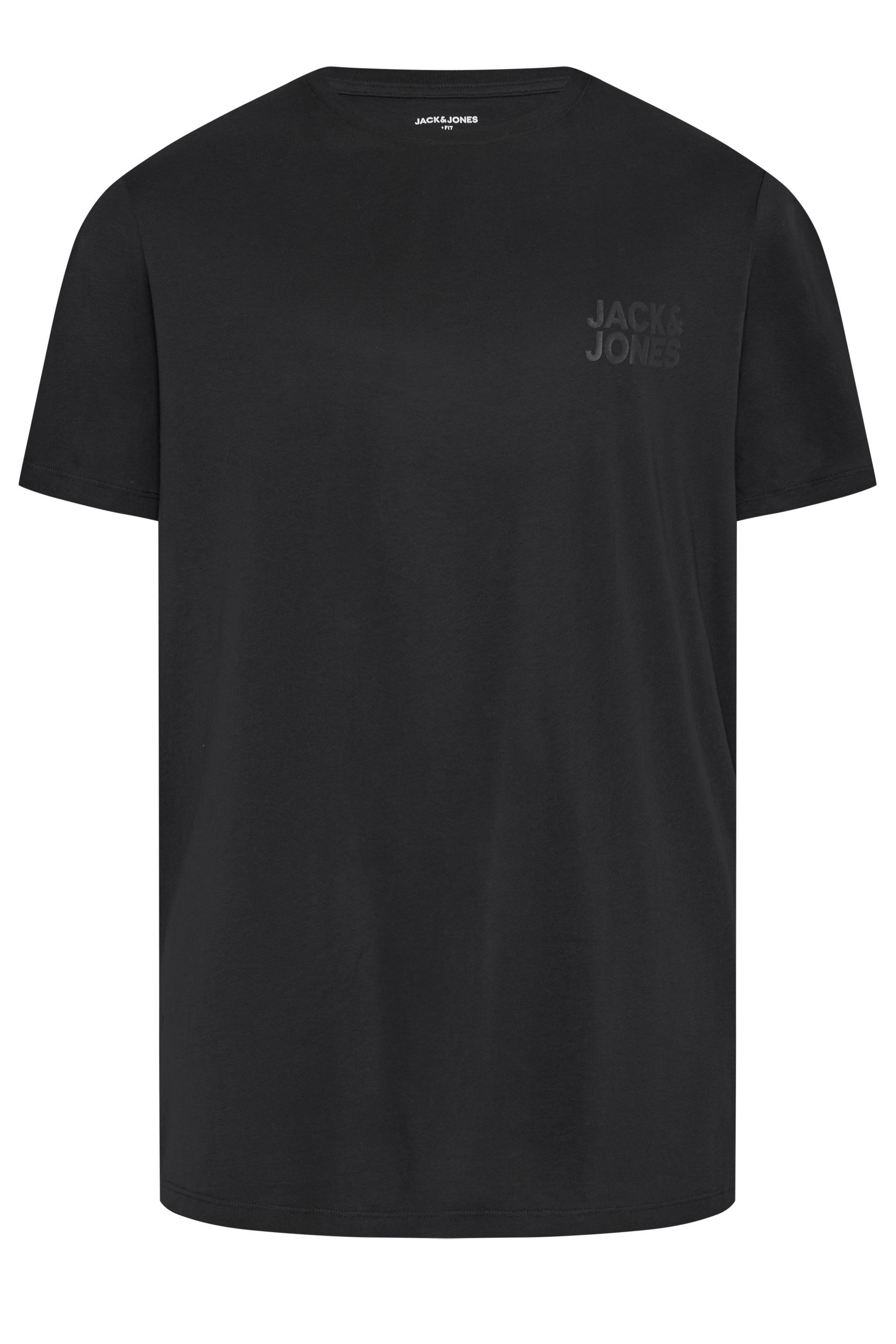 JACK & JONES Big & Tall Black Print Short Sleeve T-Shirt | BadRhino 2