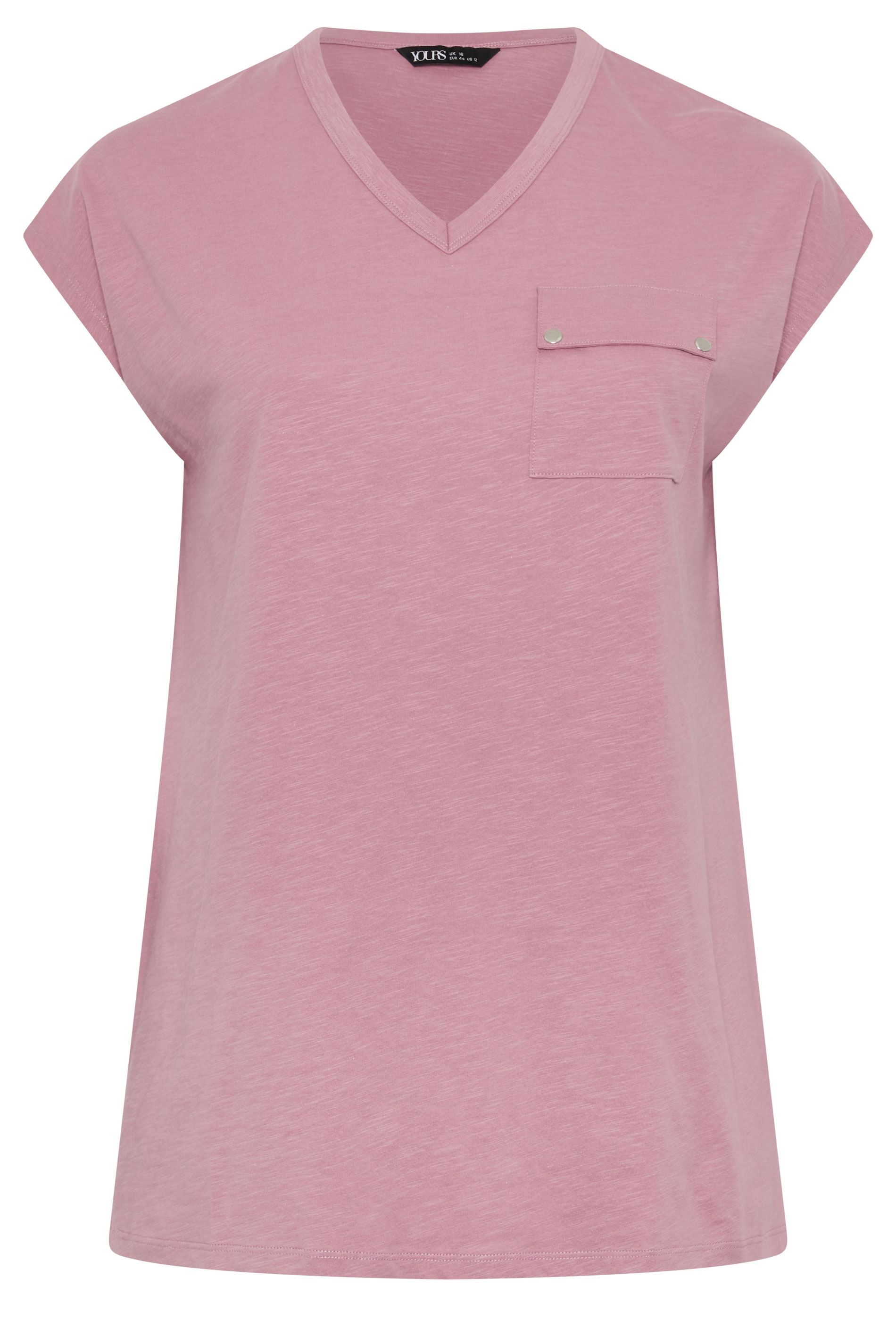 YOURS Plus Size Pink Stud Pocket T-Shirt | Yours Clothing 5