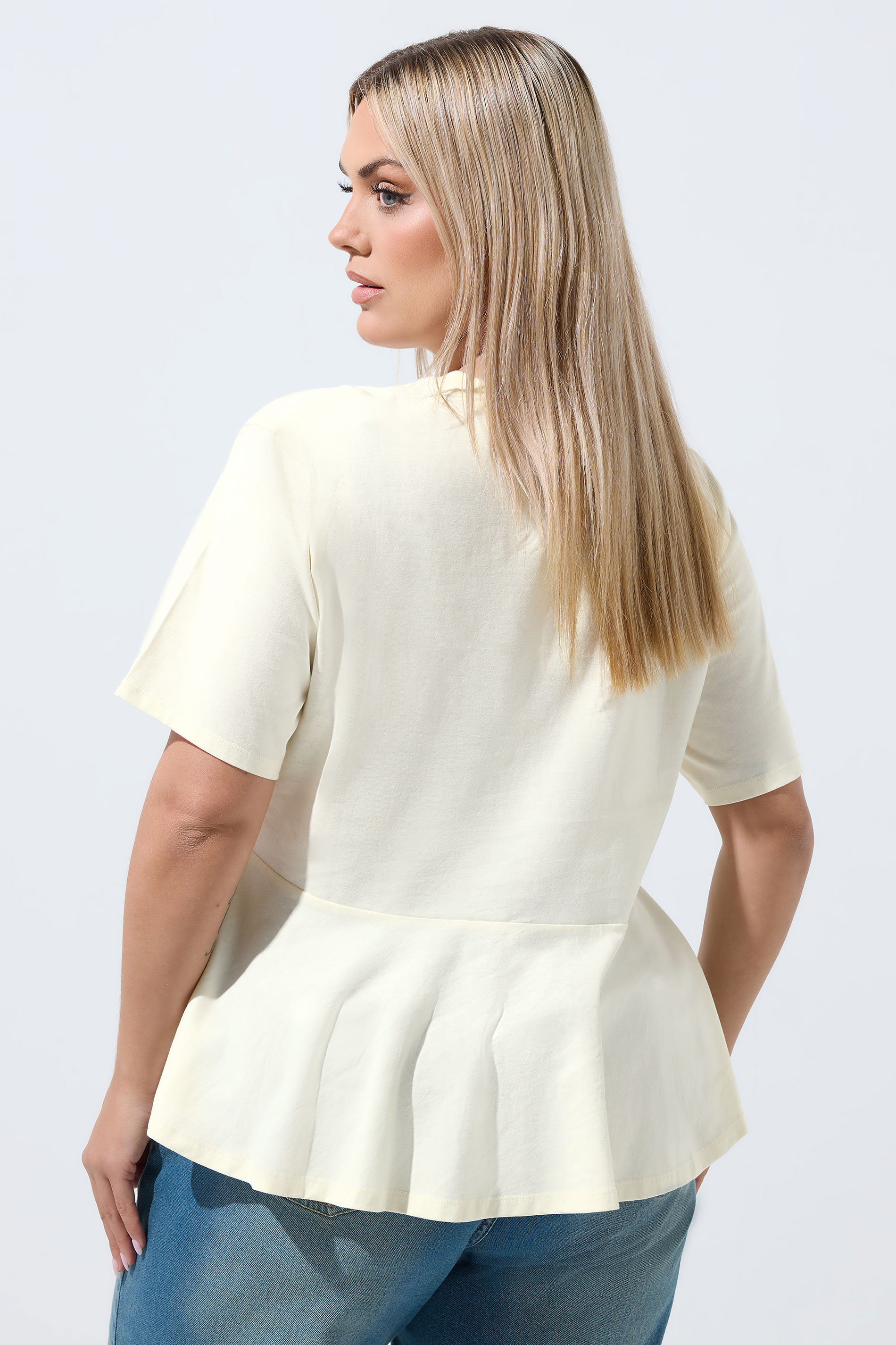 LIMITED COLLECTION Plus Size Ivory White Sporty New York Peplum Top 2