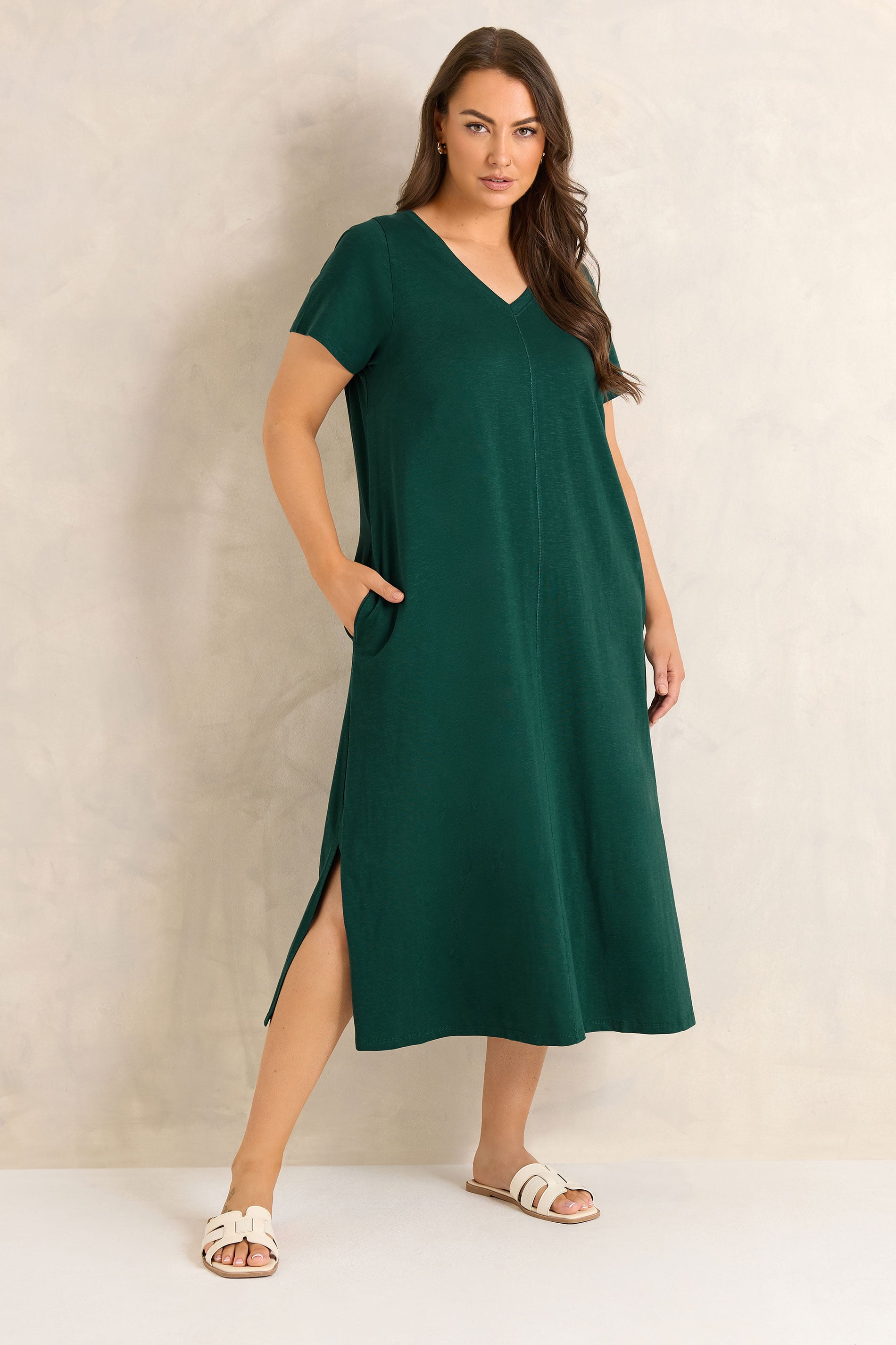 Evans Women's Green Plus Teal Cotton Midi Dress Size 30-32