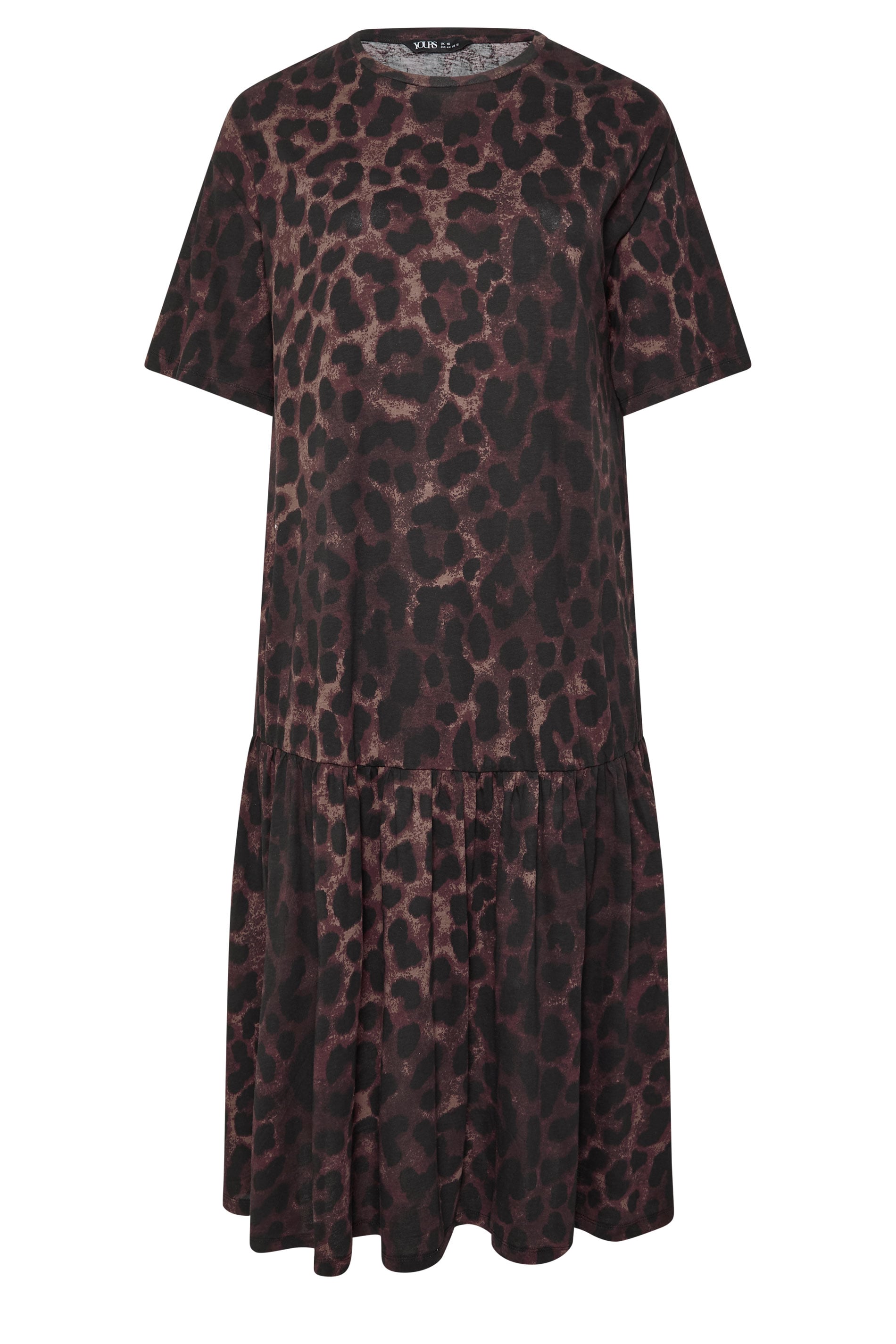 YOURS Plus Size Brown Leopard Print Drop Waist Maxi Dress | Yours Clothing 5