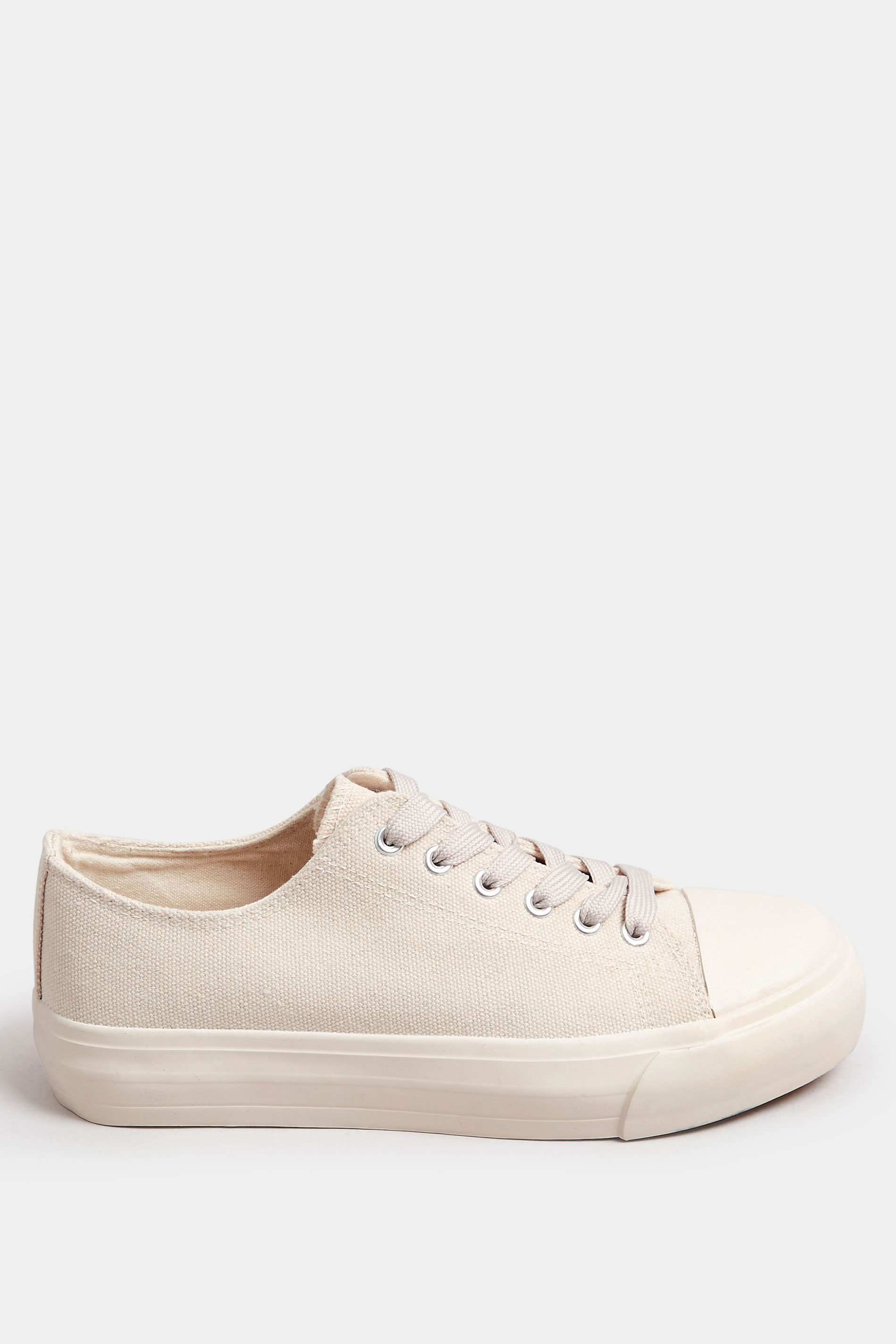 LTS Natural Brown Canvas Flatform Trainers In Standard Fit | Long Tall Sally 2