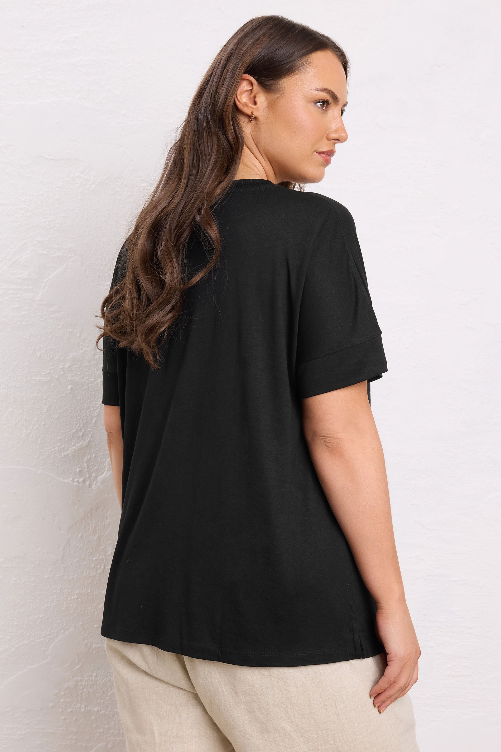 EVANS 2 PACK Plus Size Black V-Neck Modal Rich T-Shirts | Evans 4