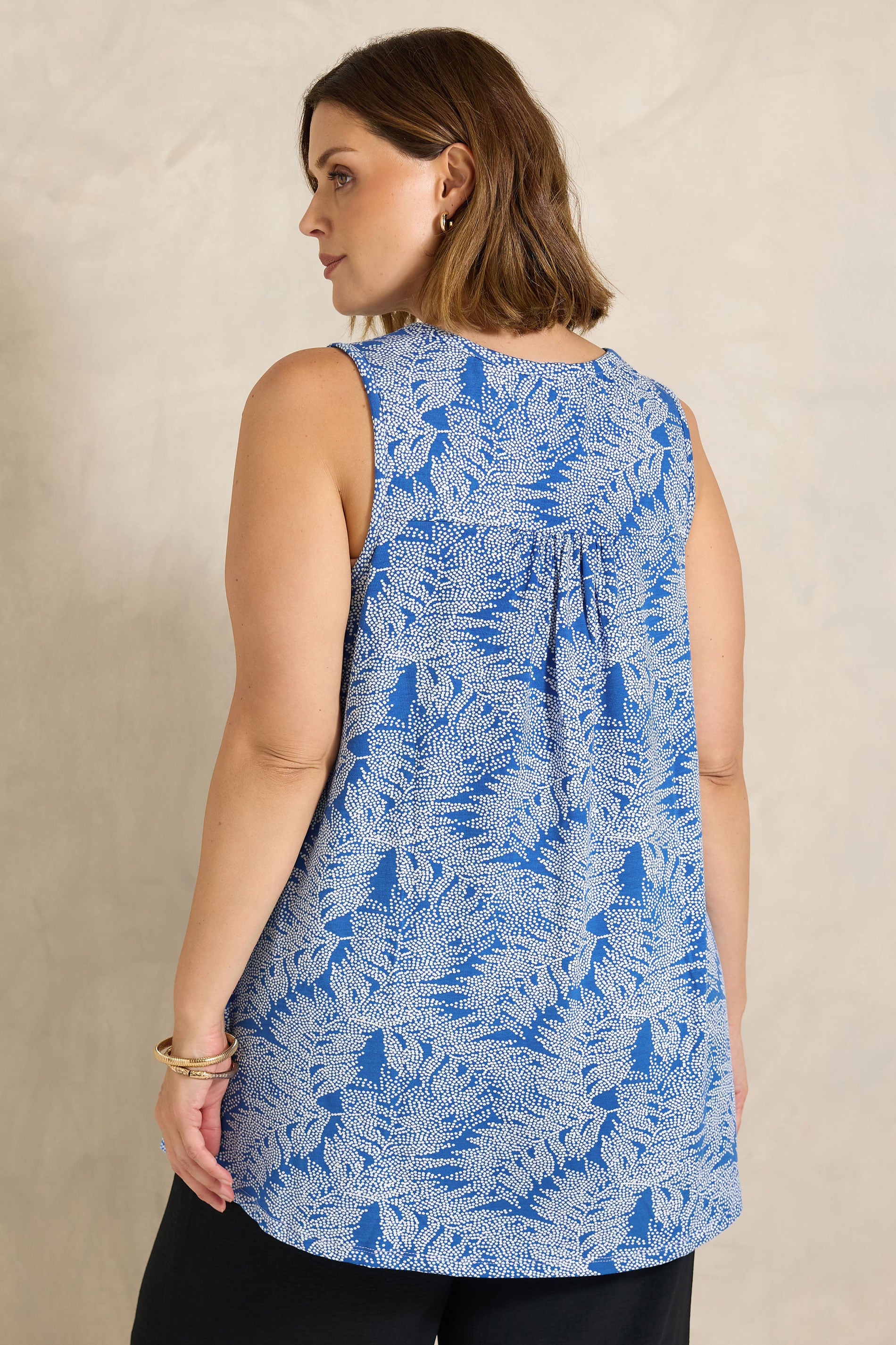 EVANS Plus Size Cobalt Blue Palm Print Vest Top | Evans 2