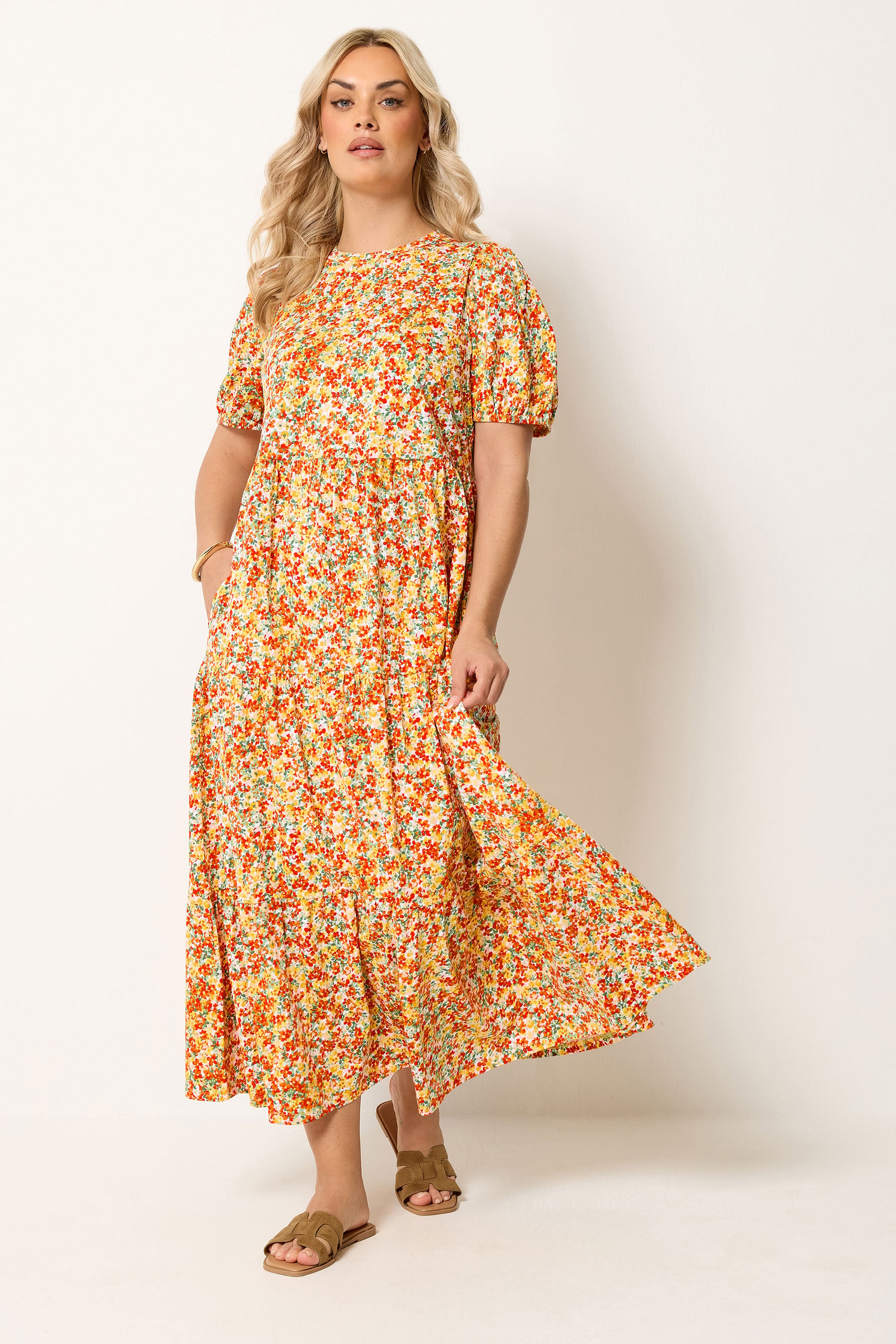 YOURS Plus Size Yellow Floral Summer Dress | Yours Clothing 1