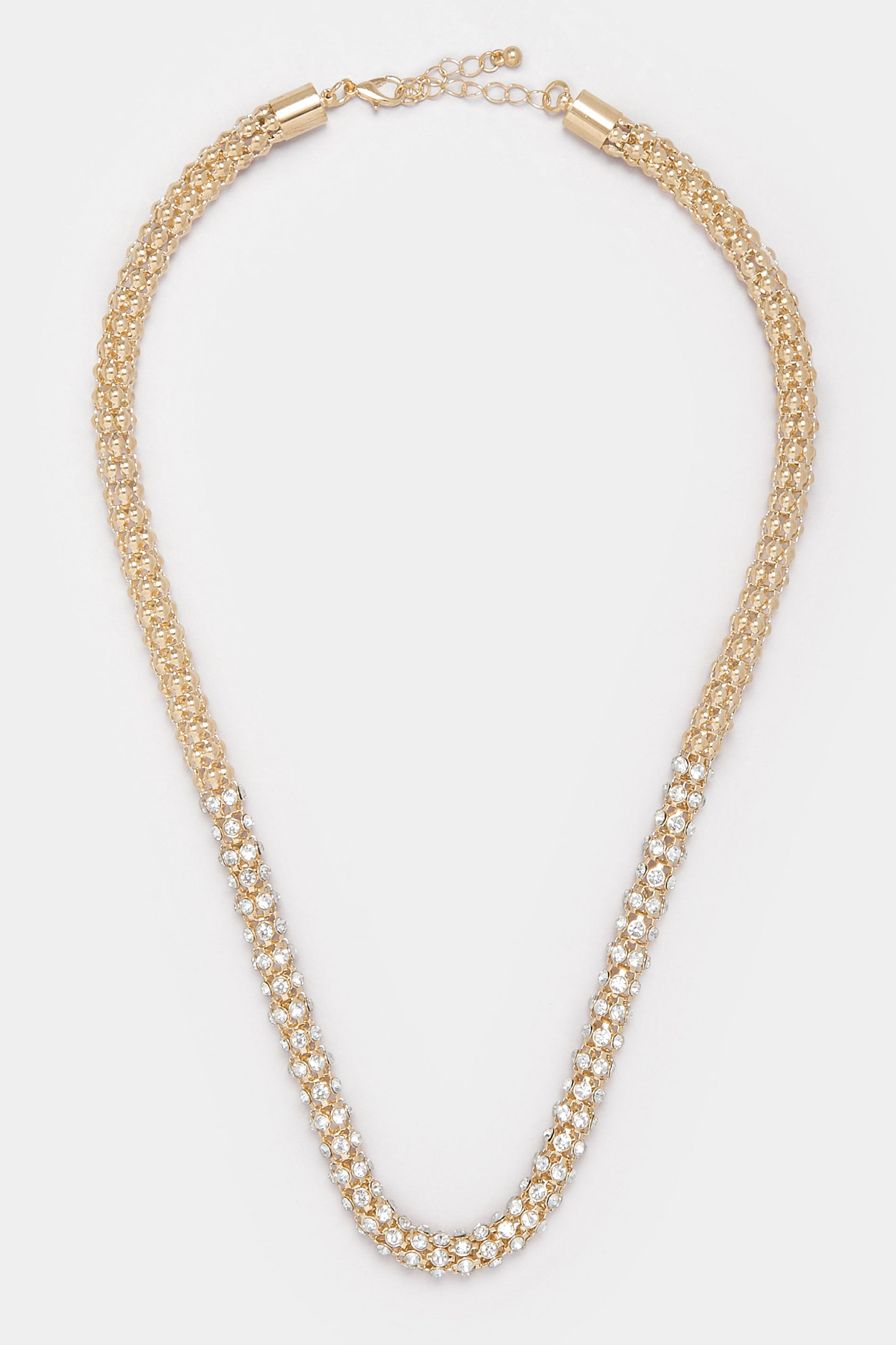 Gold Tone Diamante Rope Necklace | Yours Clothing 3