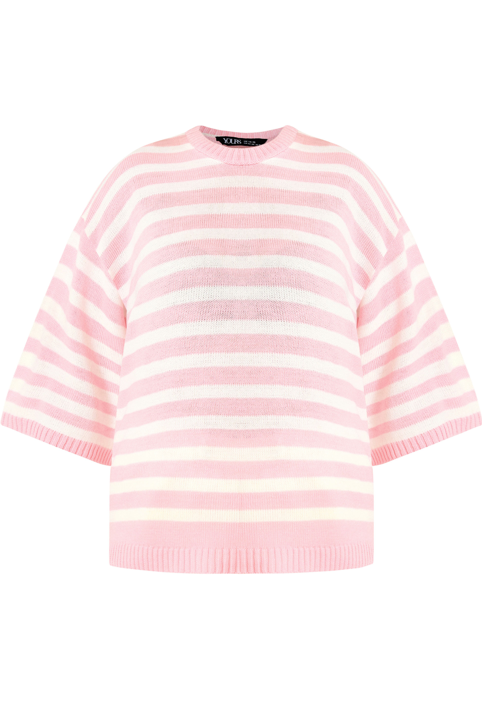 YOURS Plus Size Pink Striped Knitted Jumper | Yours Clothing 5