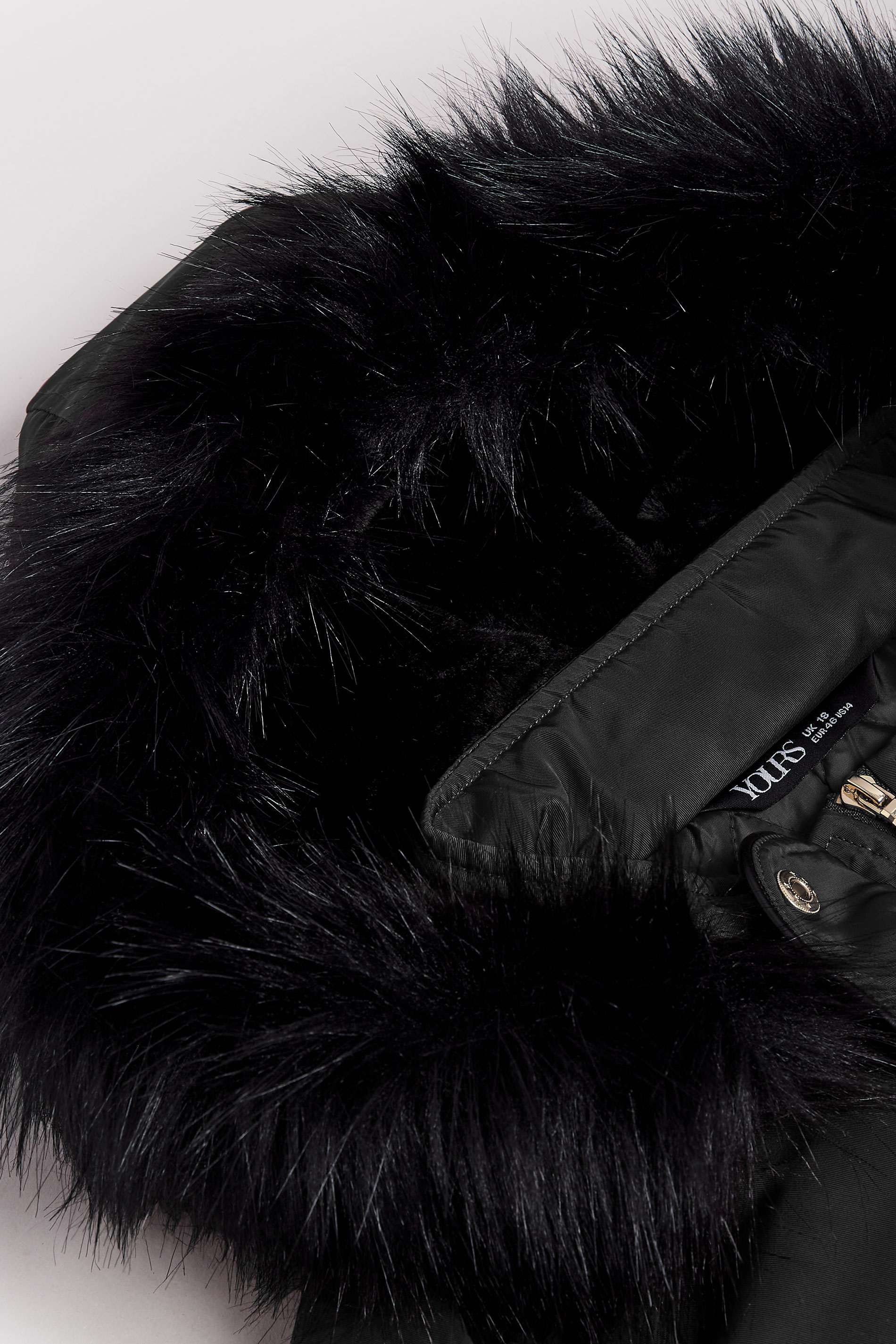 YOURS Plus Size Black Faux Fur Trim Plush Parka Jacket | Yours Clothing 7