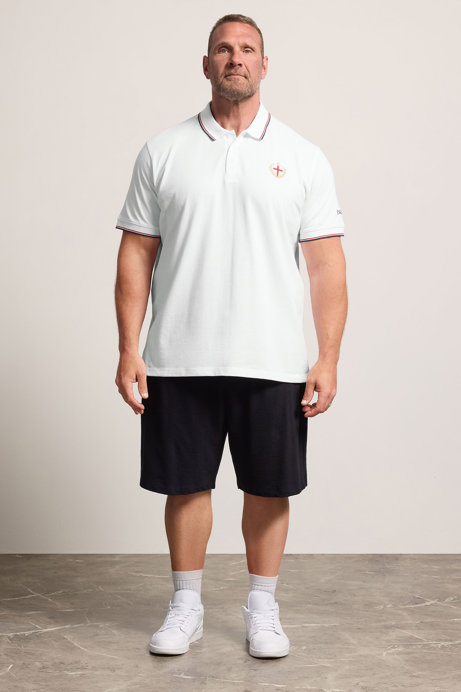 BadRhino Big & Tall White England Embroided Polo Shirt | BadRhino 4