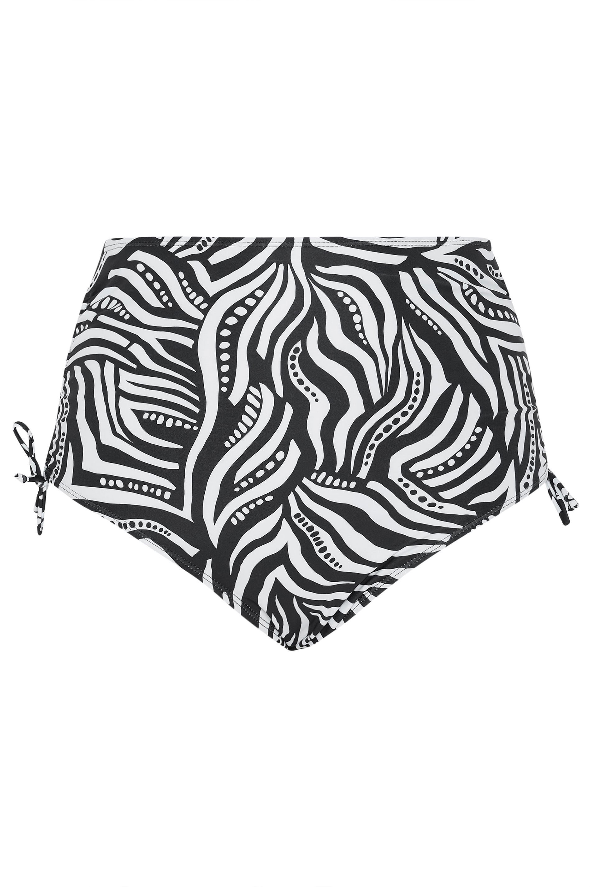 YOURS Plus Size Black Abstract Super High Waist Bikini Brief | Yours Clothing 3