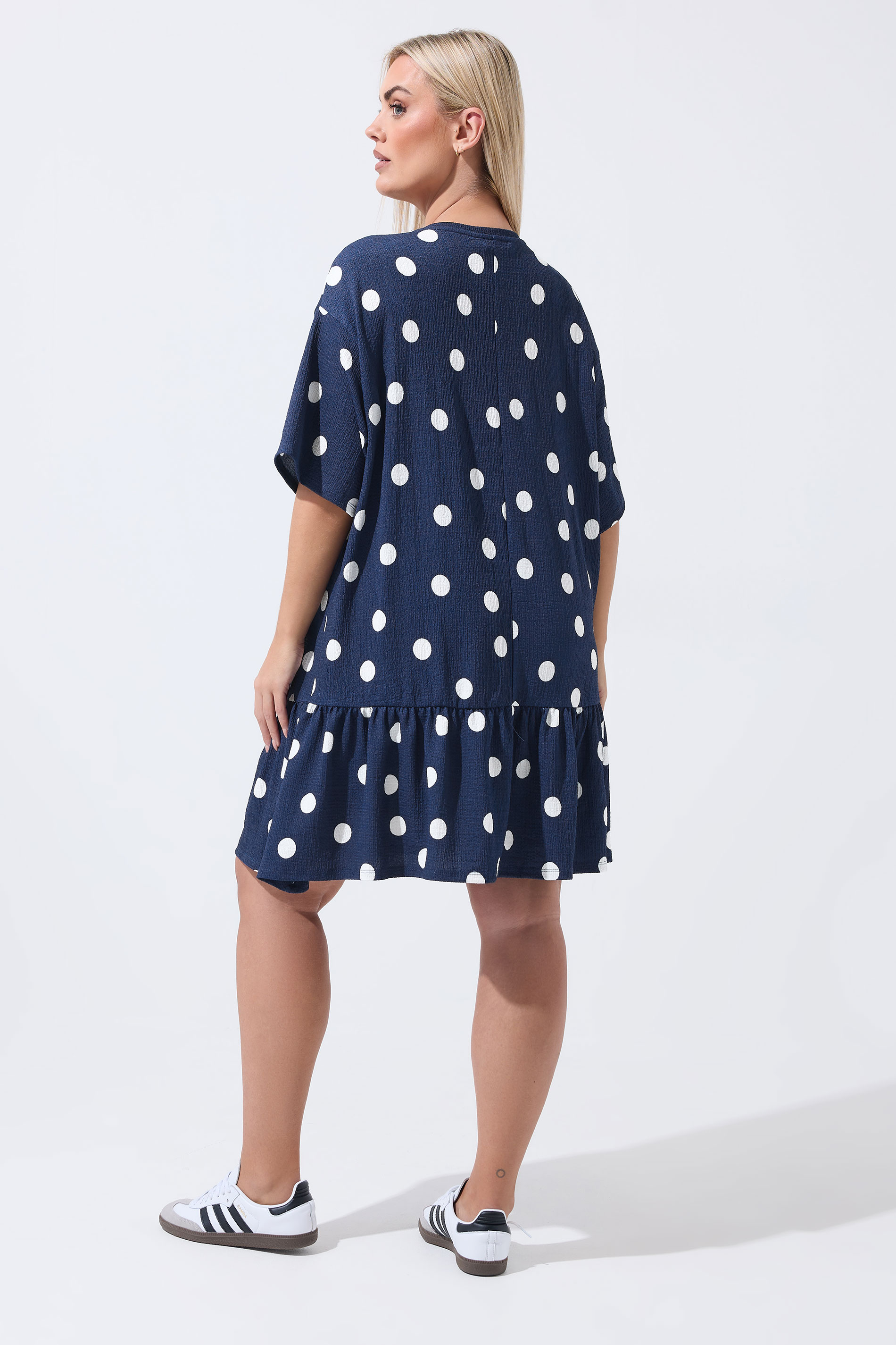 LIMITED COLLECTION Plus Size Navy Blue Polka Dot Dress | Yours Clothing 2