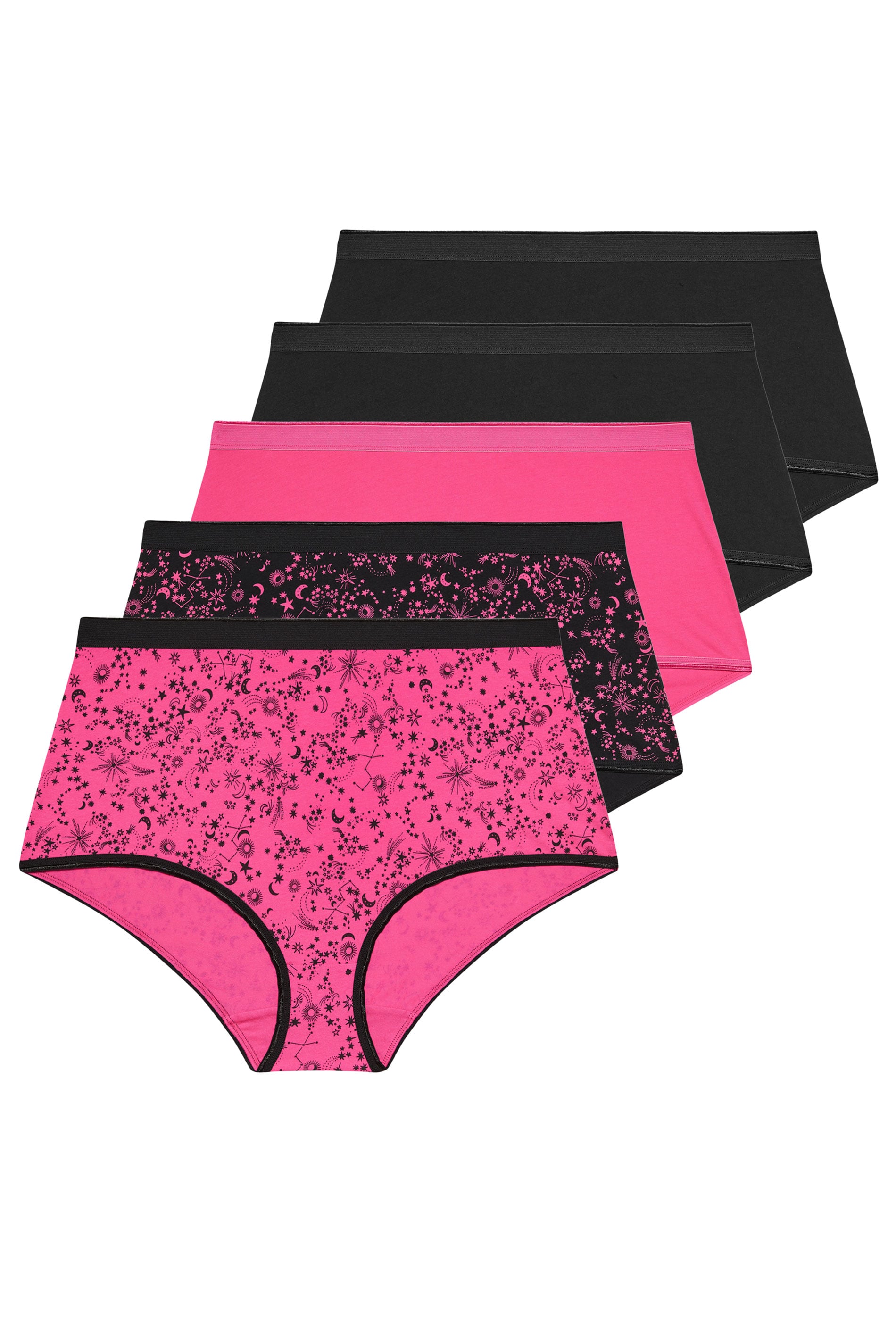 YOURSET 5 PACK Plus Size Pink Celestial Print Full Briefs | Yours Clothing 3