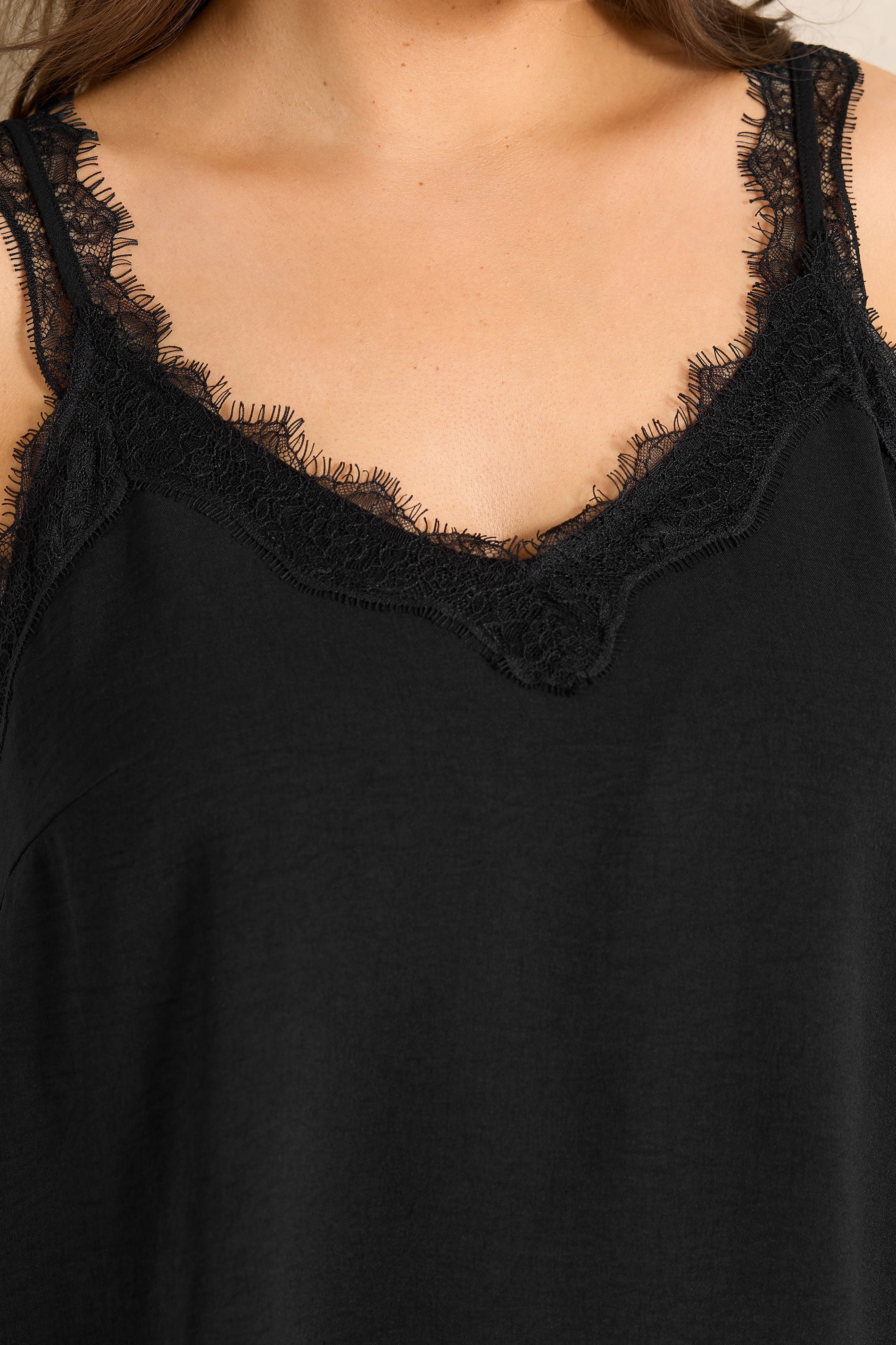 EVANS Curve Black Lace Trim Cami Vest Top 4
