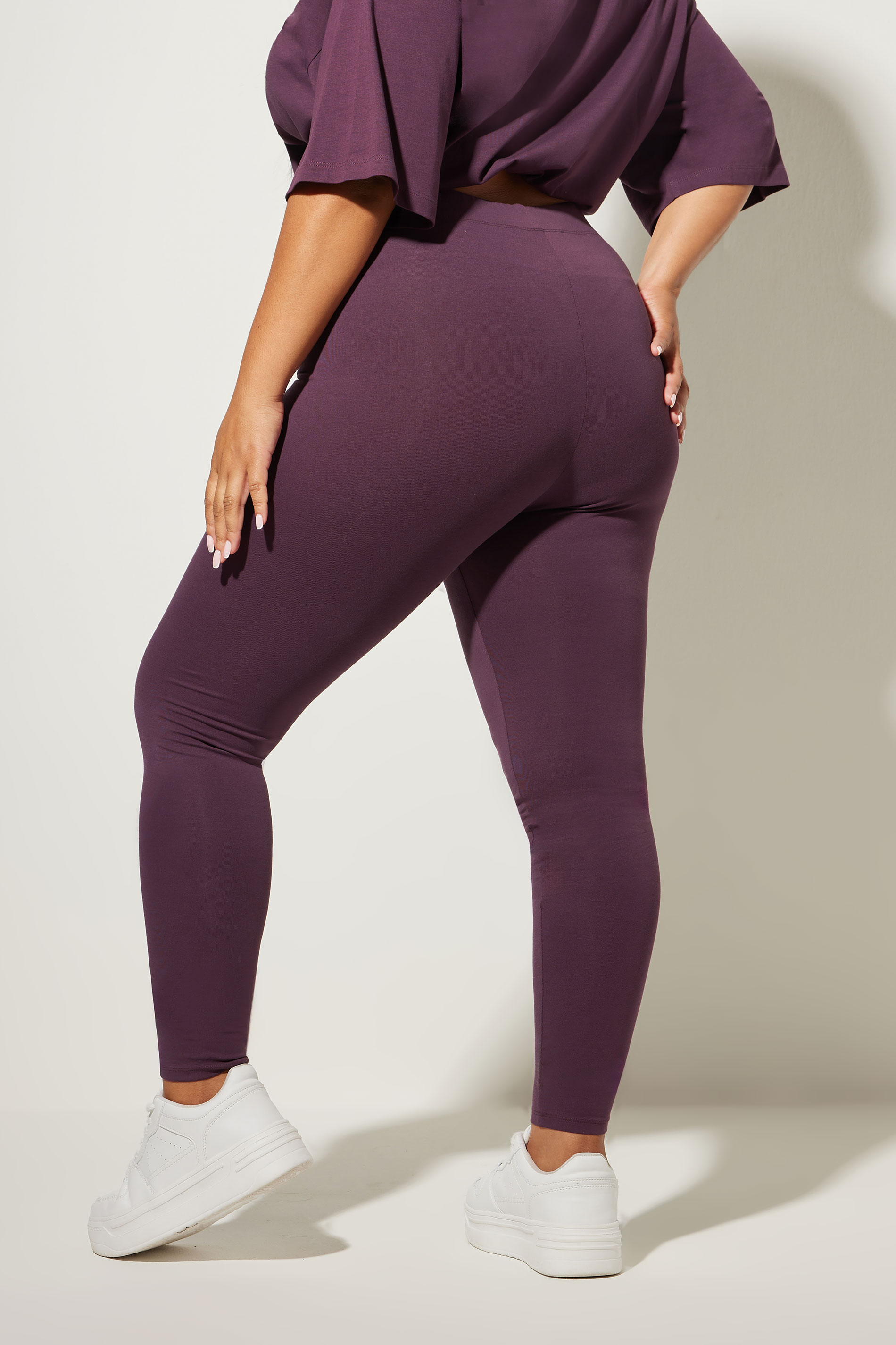 YOURS Plus Size Dark Purple Leggings | Yours Clothing 4