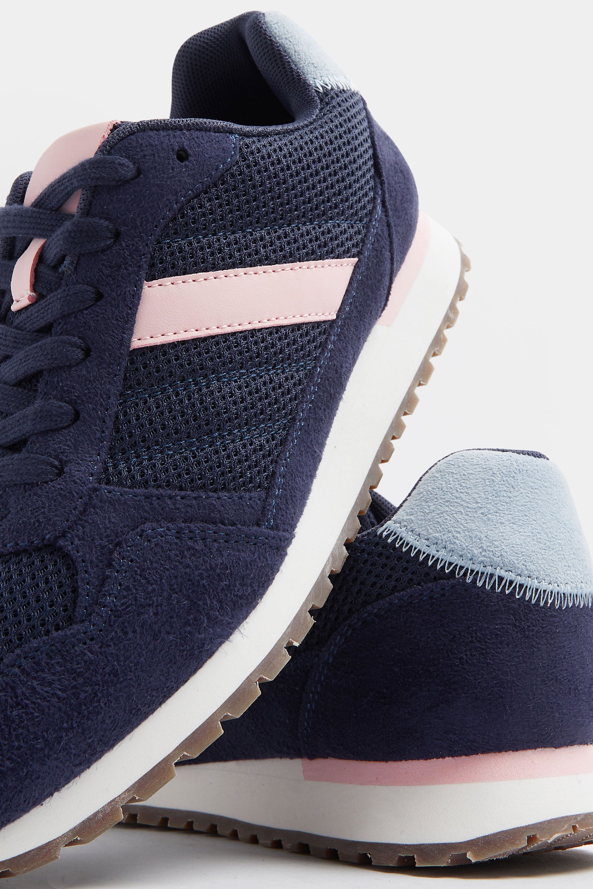 Navy Blue Colourblock Trainers In Extra Wide EEE Fit | Yours Clothing 6