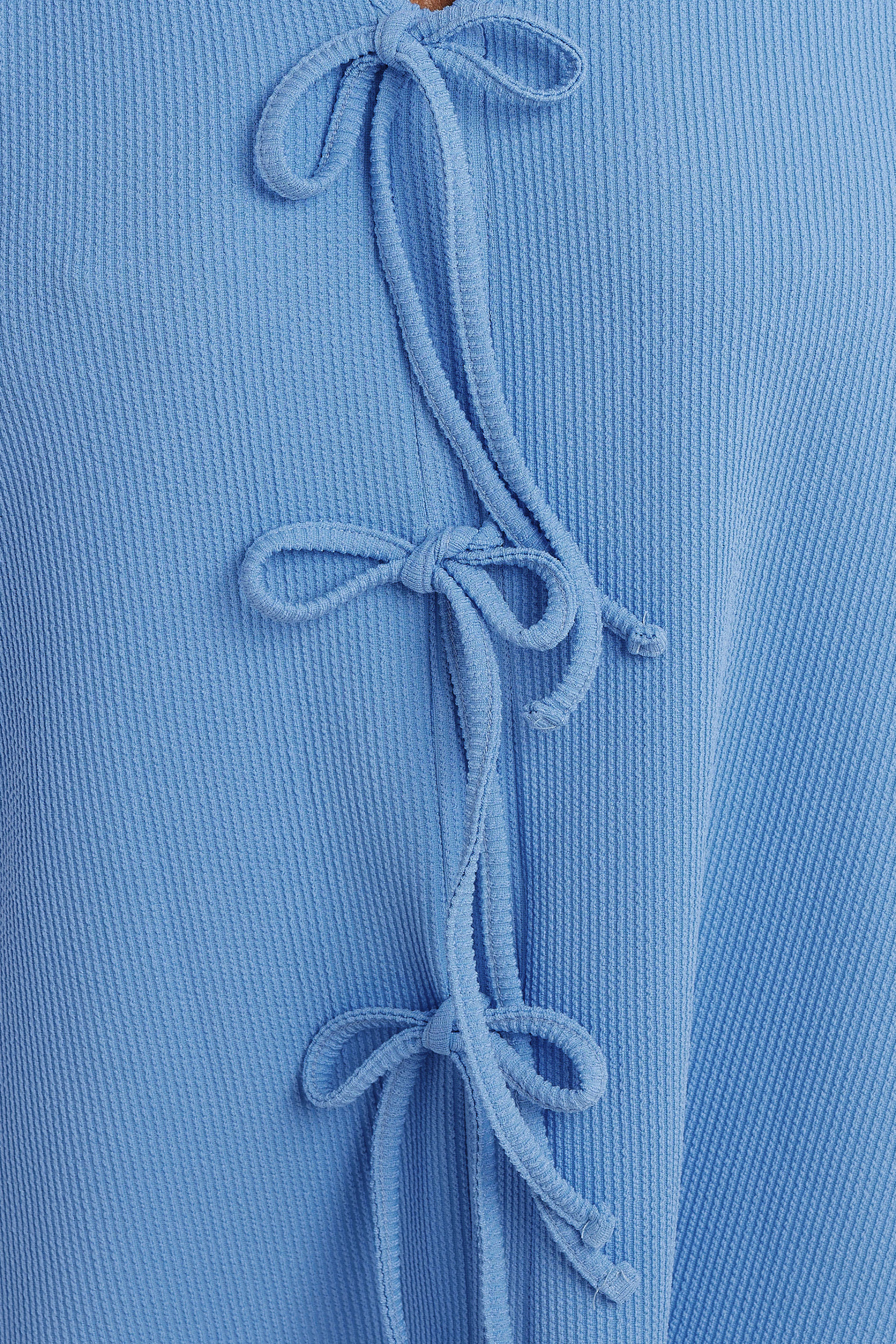 YOURS Plus Size Blue Bow Front Angel Sleeve Top | Yours Clothing 4