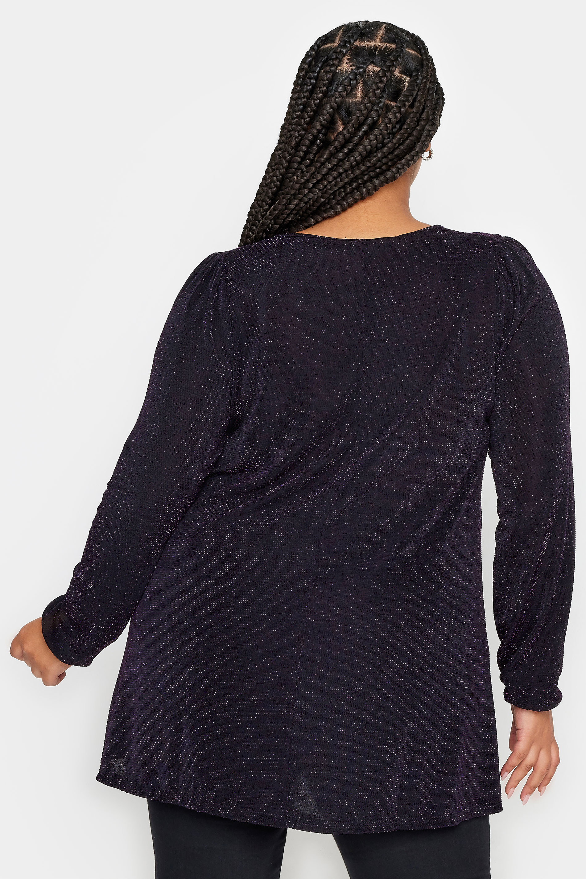 YOURS Curve Purple Balloon Sleeve Top | Yours Clothing  3