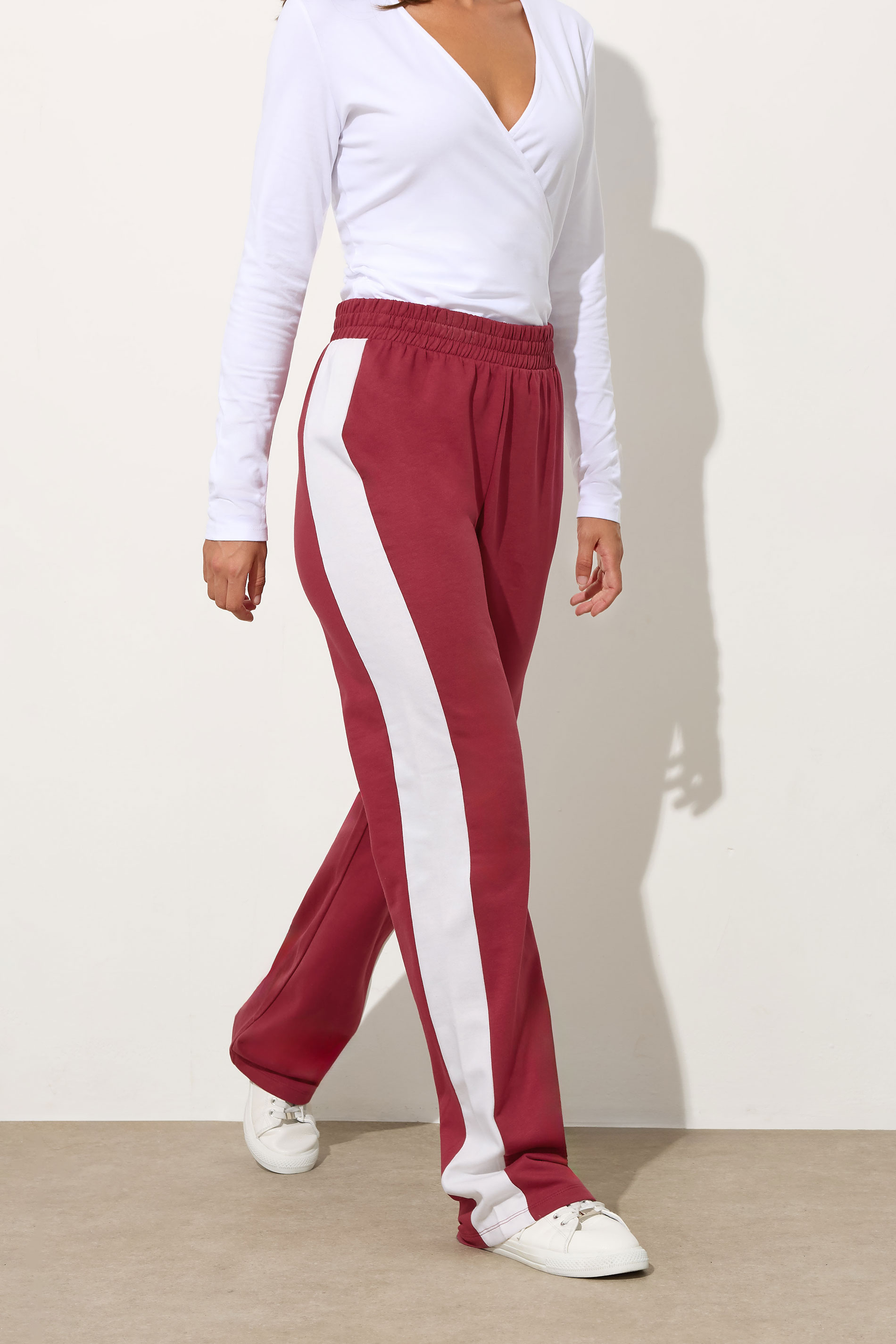 LTS Tall Red Side Stripe Fitted Straight Leg Joggers | Long Tall Sally 1