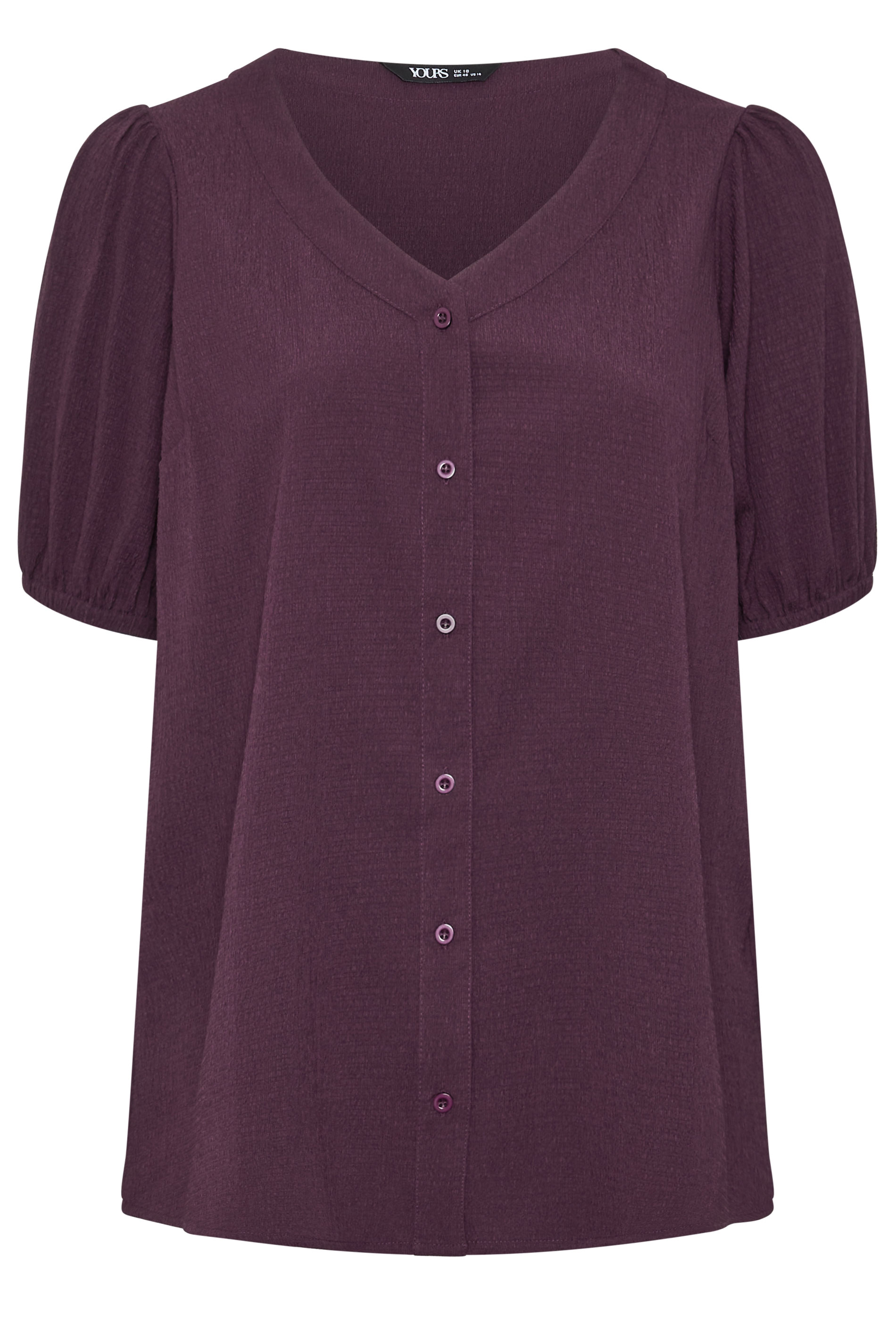 YOURS Plus Size Purple Button Textured Blouse | Yours Clothing 5