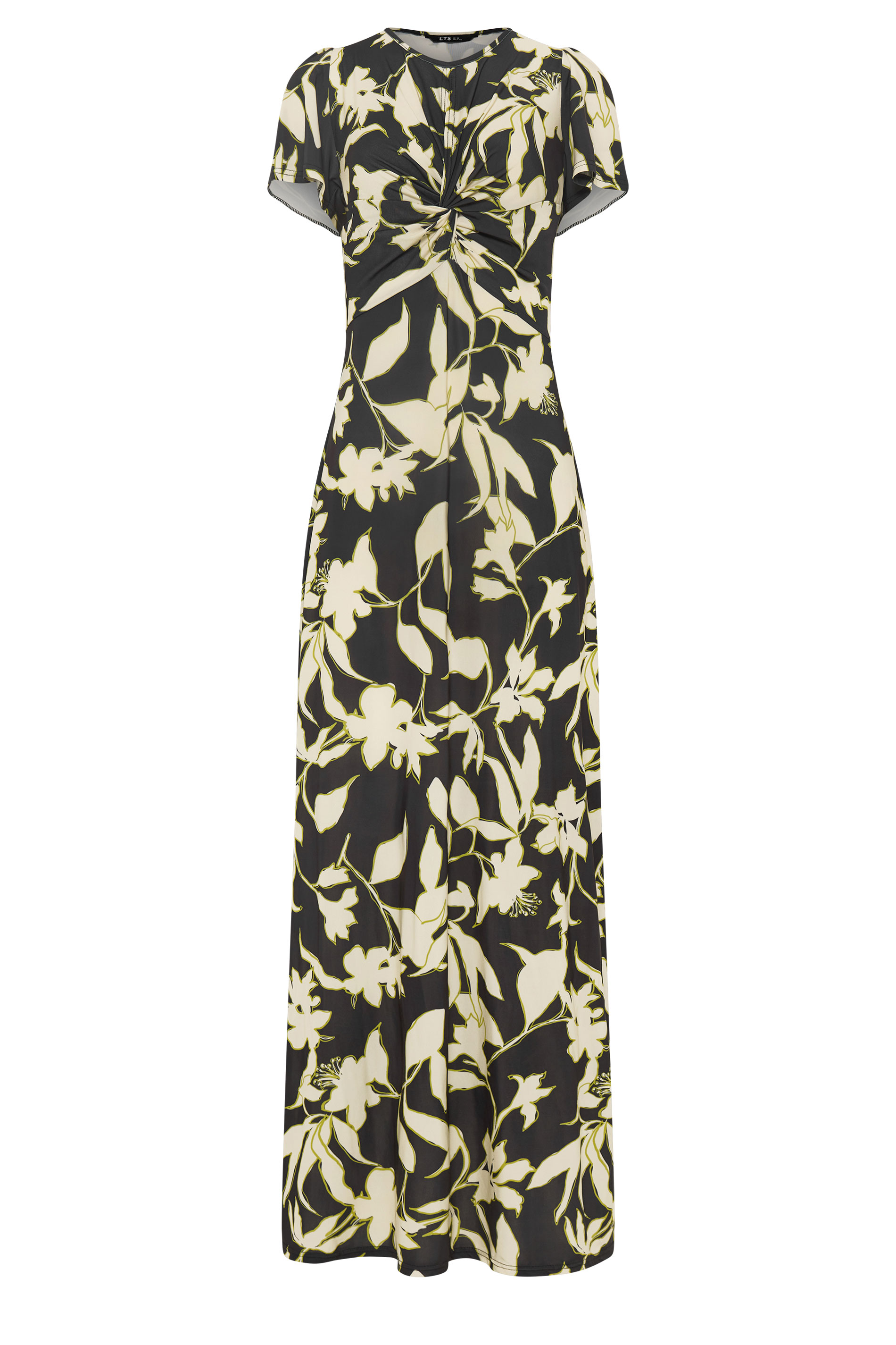 LTS Tall Black Floral Twist Front Maxi Dress | LongTallSally 5