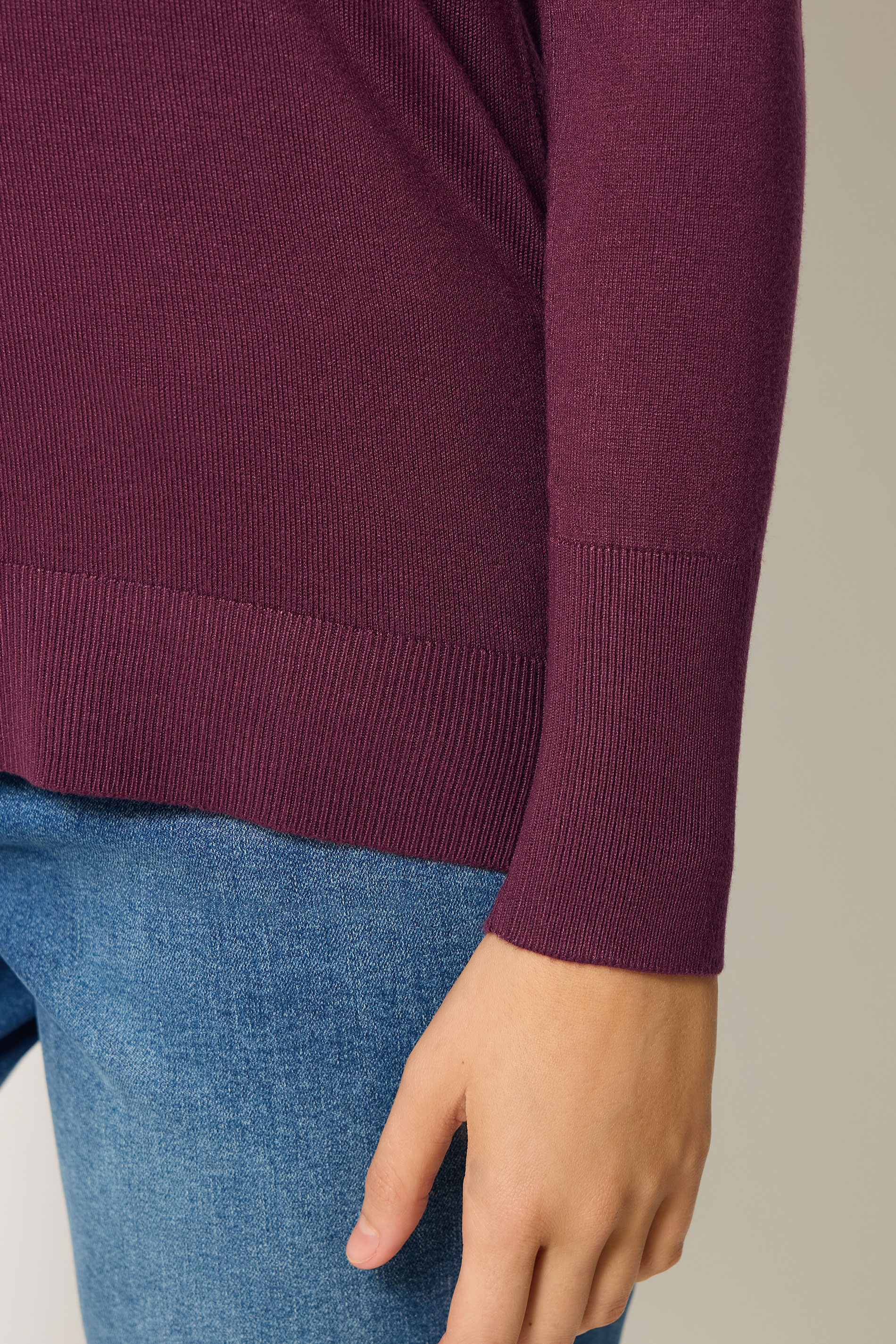 M&Co Berry Purple Long Sleeve V-Neck Jumper | M&Co 4