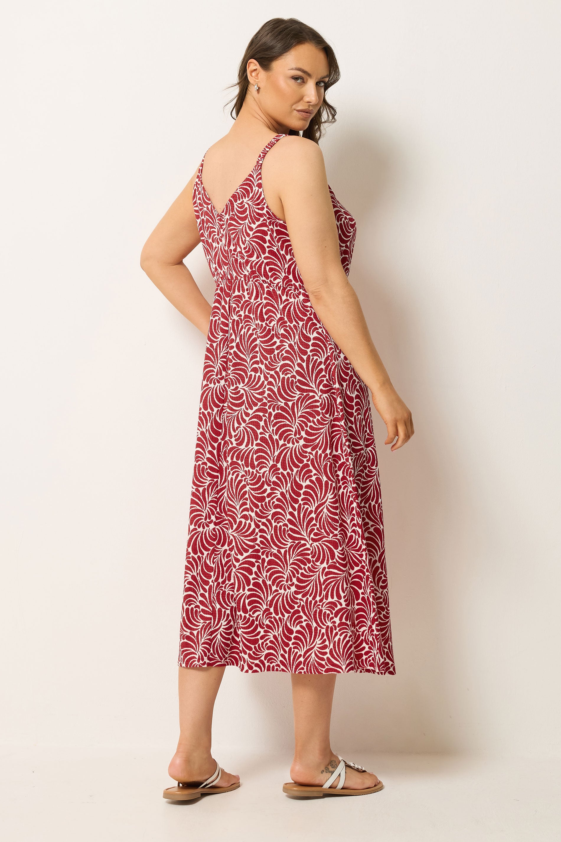 YOURS Plus Size Red Swirl Keyhole Dress | Yours Clothing 2