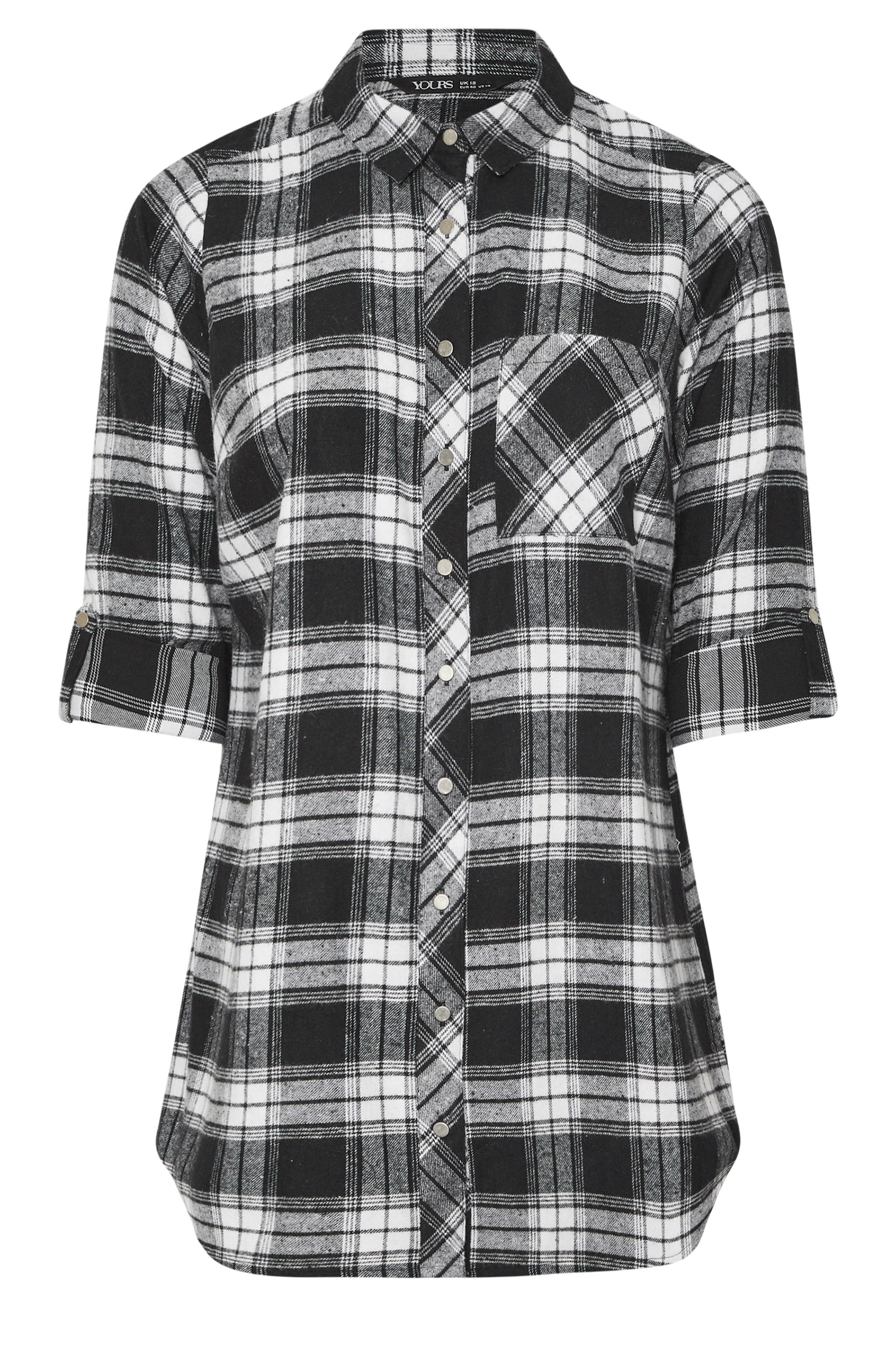 YOURS Plus Size Black Check Boyfriend Shirt | Yours Clothing 5