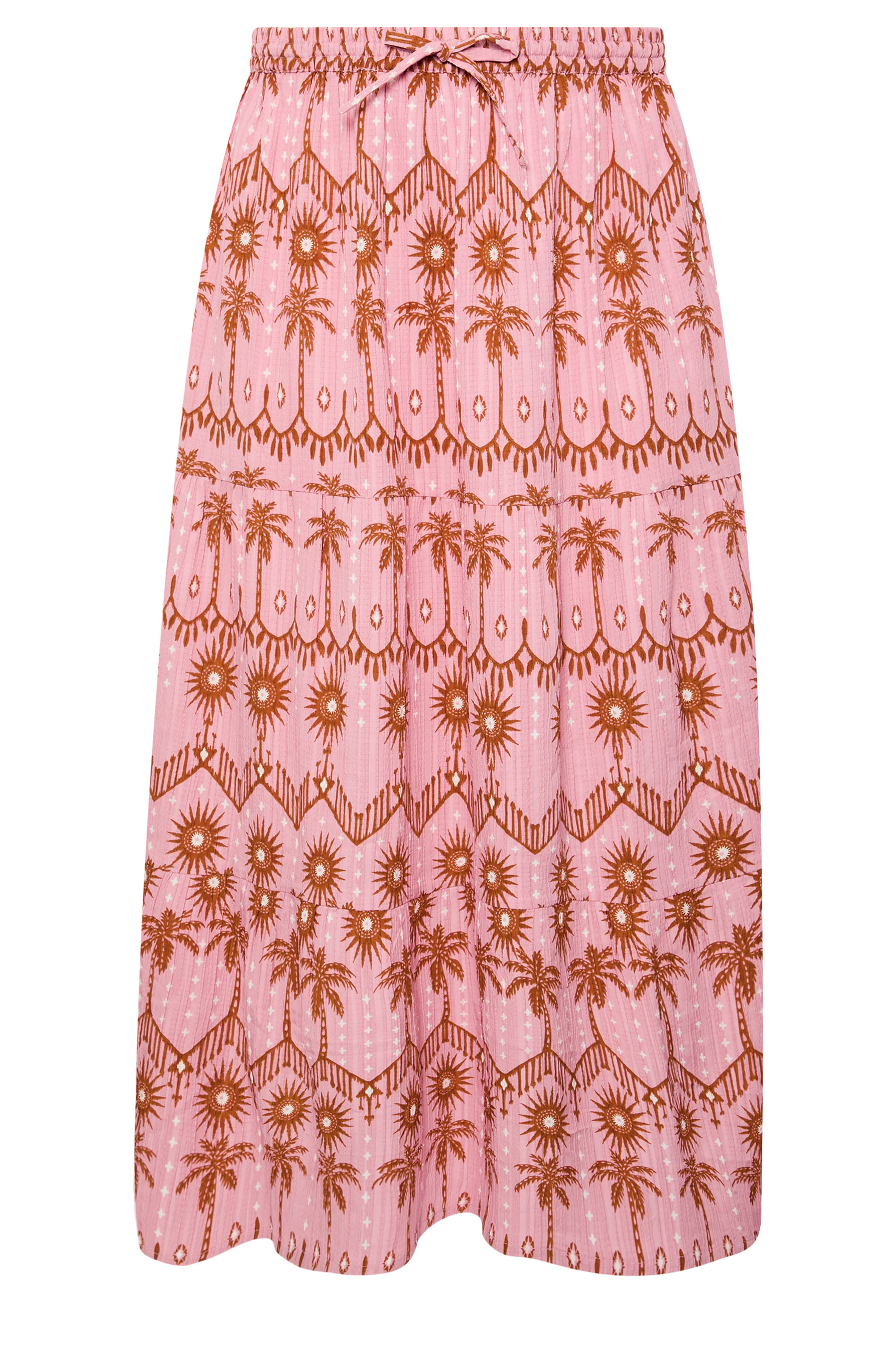 YOURS Plus Size Pink Palm Tree Printed Skirt | Yours Clothing 5