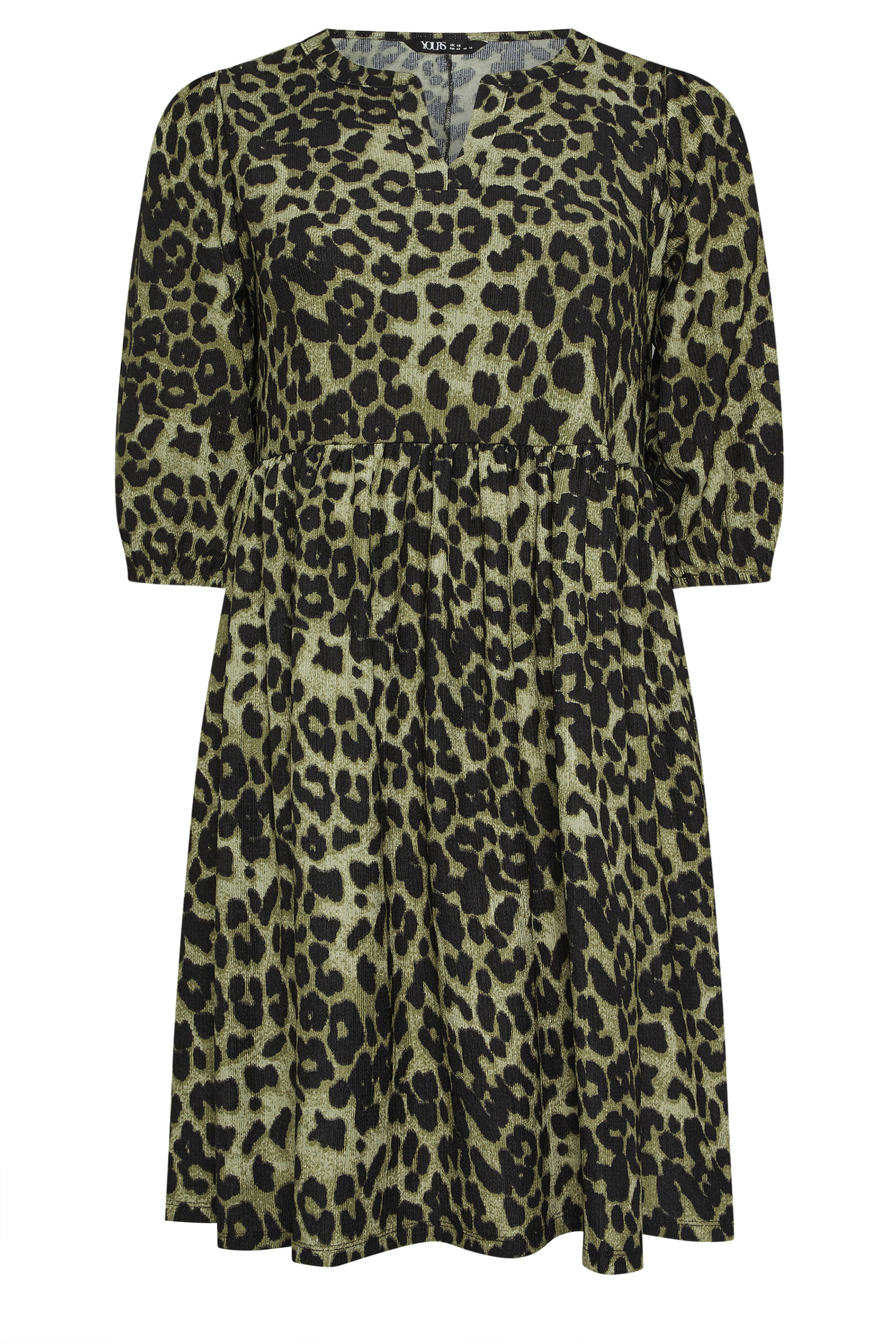 YOURS Plus Size Green Animal Notch Neck Dress | Yours Clothing 5