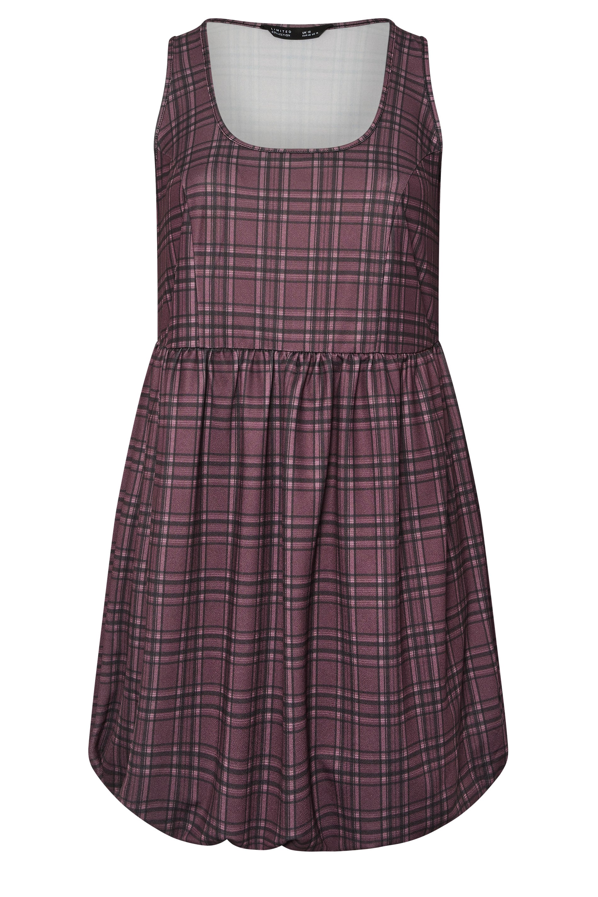 LIMITED COLLECTION Plus Size Burgundy Red Check Puffball Mini Dress | Yours Clothing 6