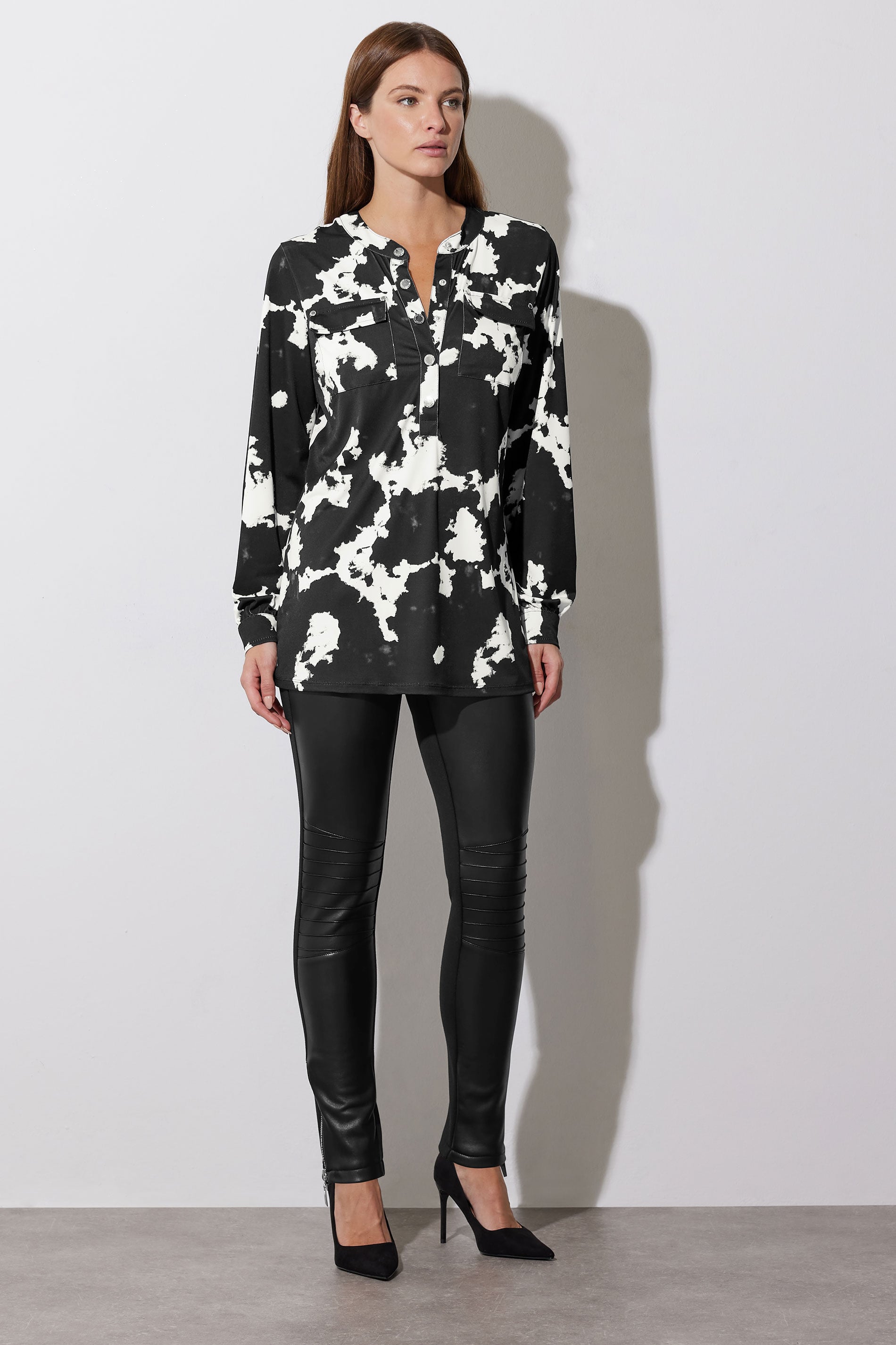 STAR Black Abstract Print Military Button Shirt | StarByJM 3