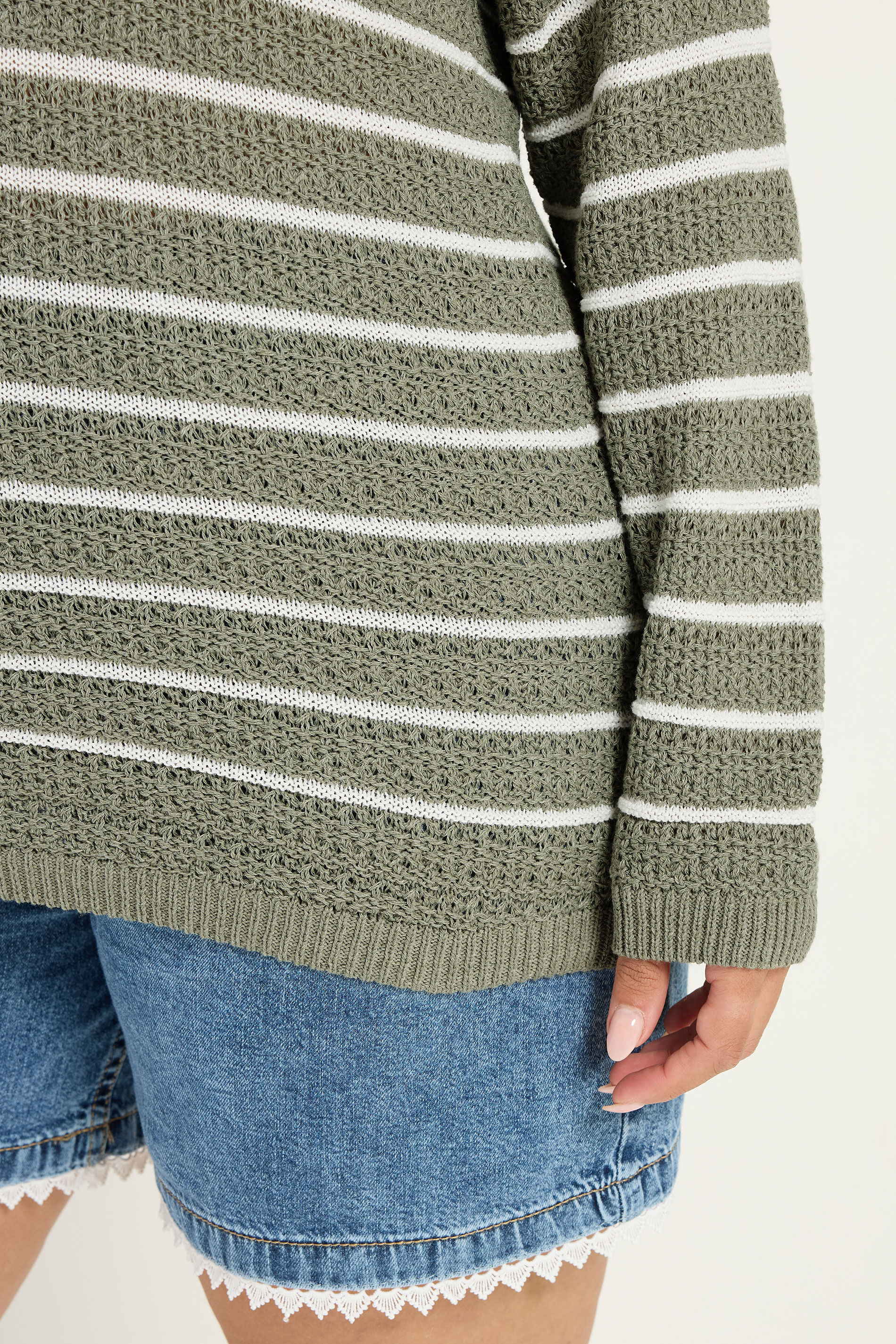 YOURS Plus Size Green Stripe Knitted Jumper | Yours Clothing 4