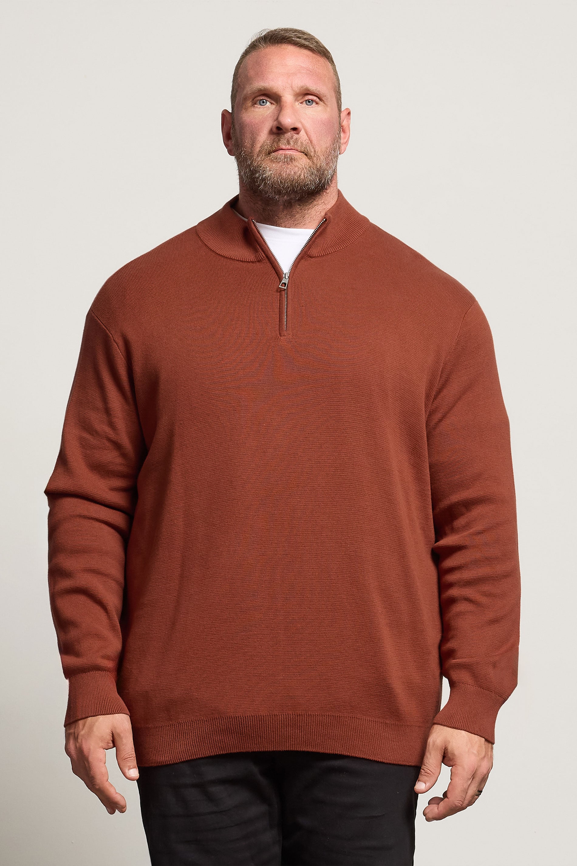 BadRhino Big & Tall Burnt Red Milano Quarter Zip Jumper | BadRhino 3