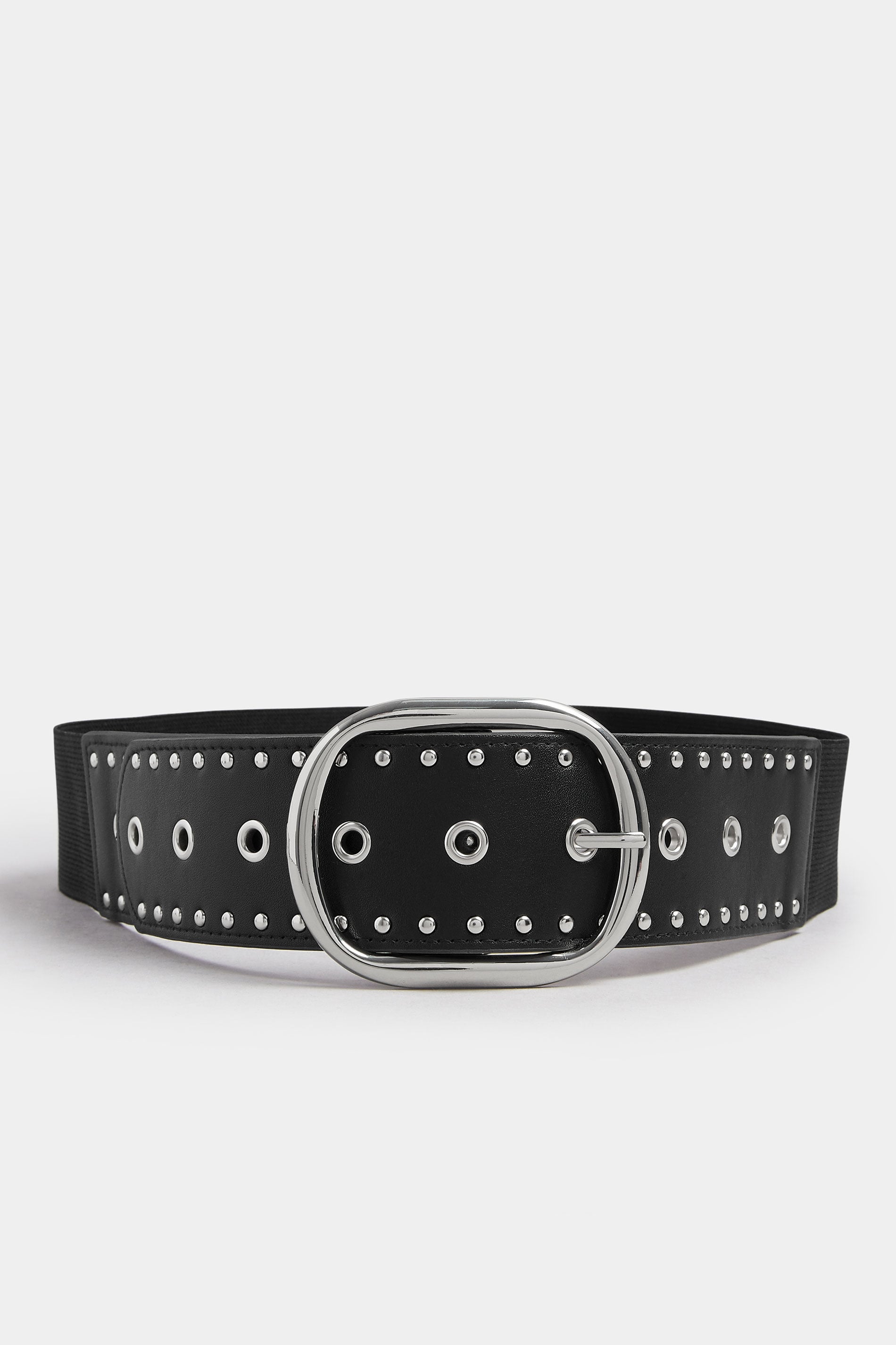 Black Wide Eyelet Stretch Belt | Yours Clothing 3