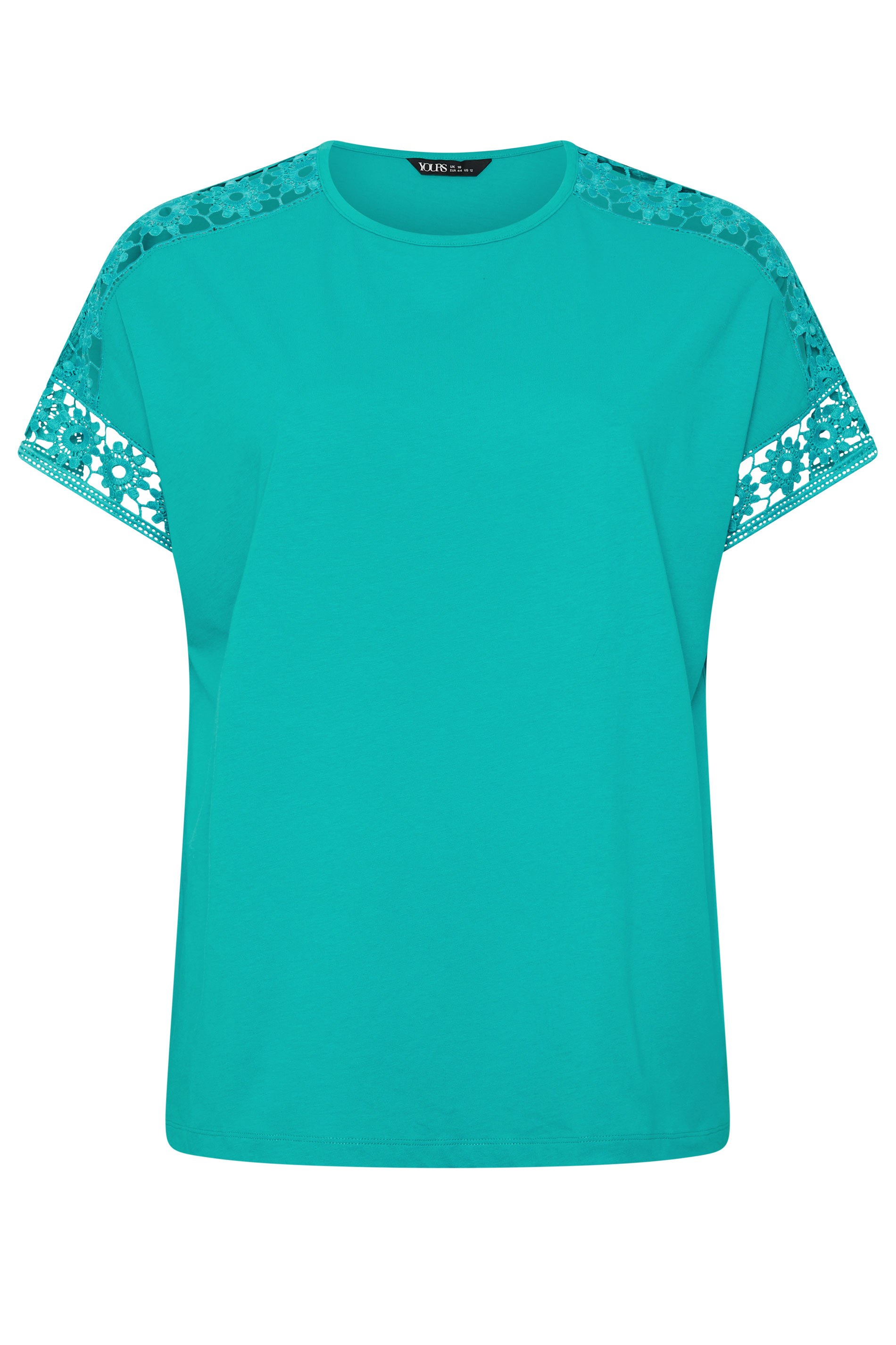 YOURS Plus Size Blue Crochet Sleeve T-Shirt | Yours Clothing 5
