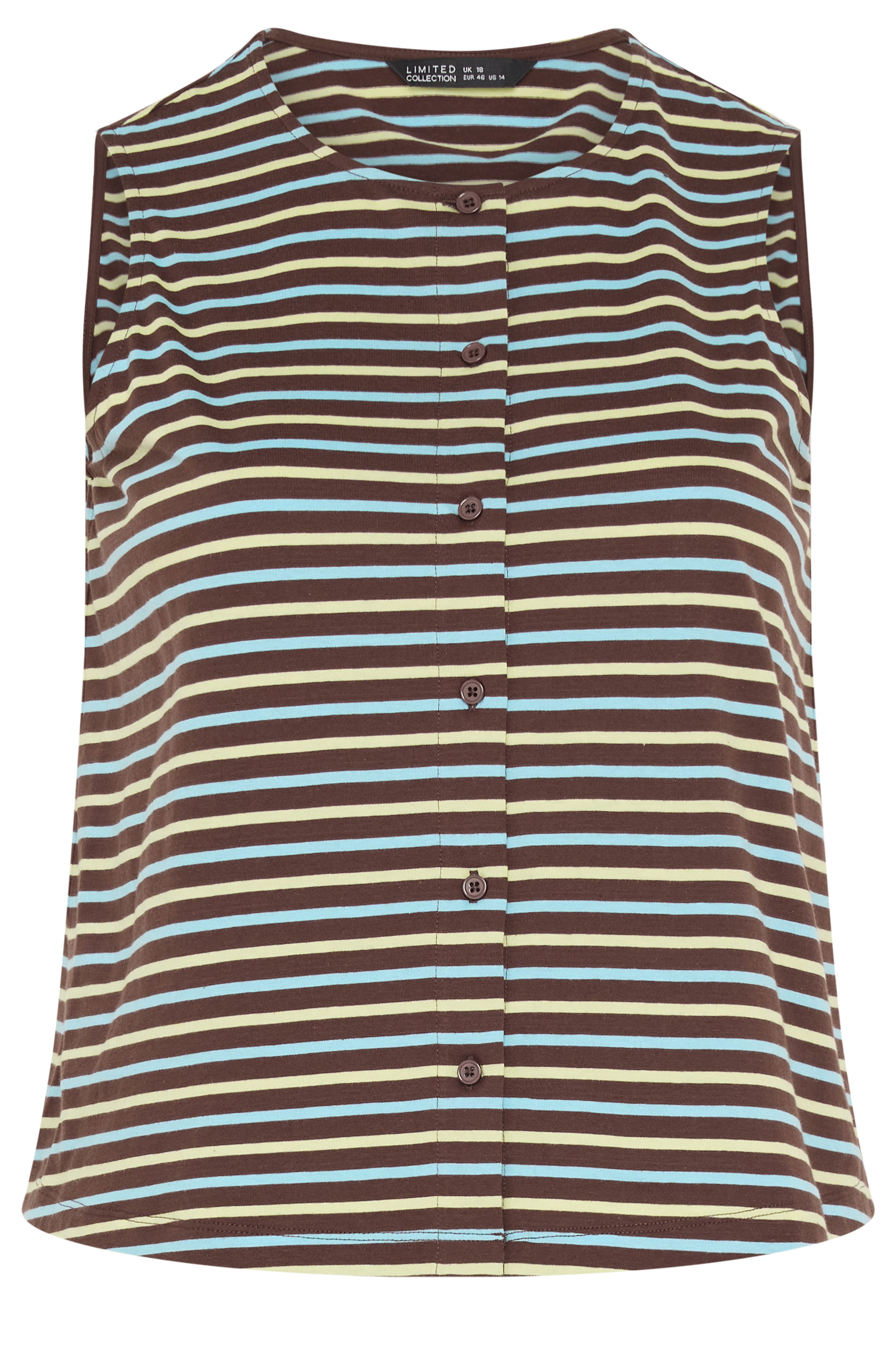 LIMITED COLLECTION Plus Size Brown Stripe Button Waistcoat | Yours Clothing 5