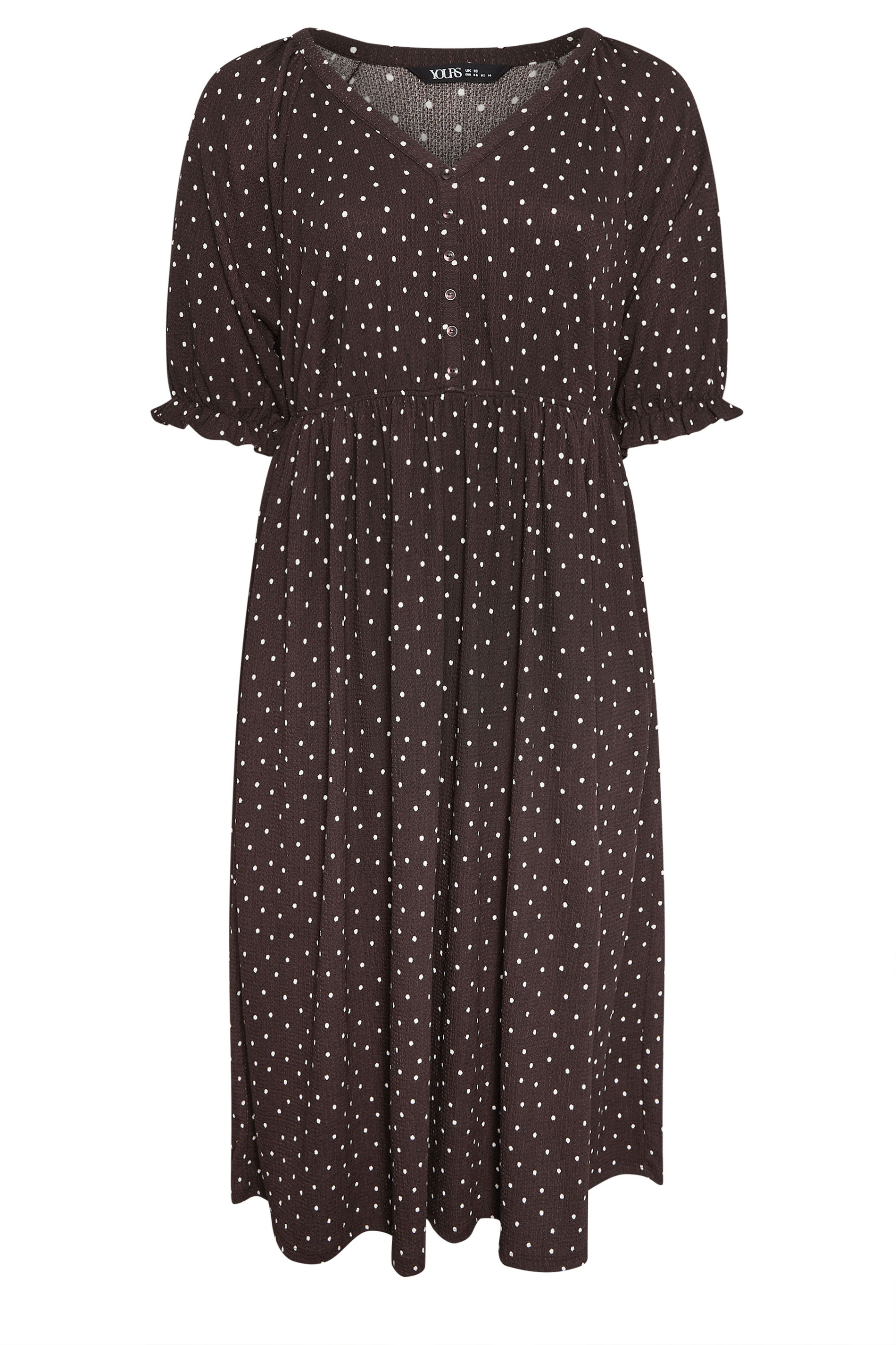 YOURS Plus Size Chocolate Brown Polka Dot Dress | Yours Clothing 5