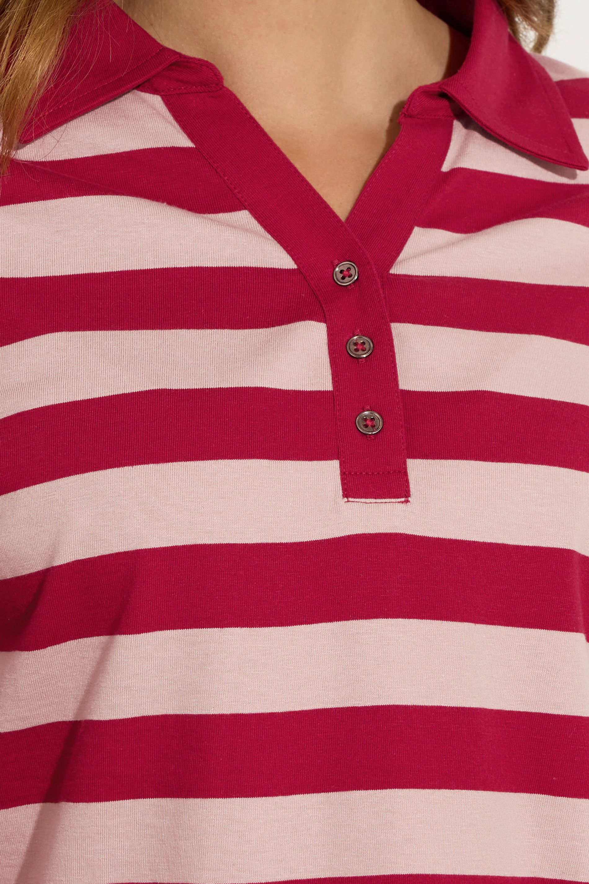 M&Co Red & Pink Stripe Cotton Polo Shirt | M&Co  5